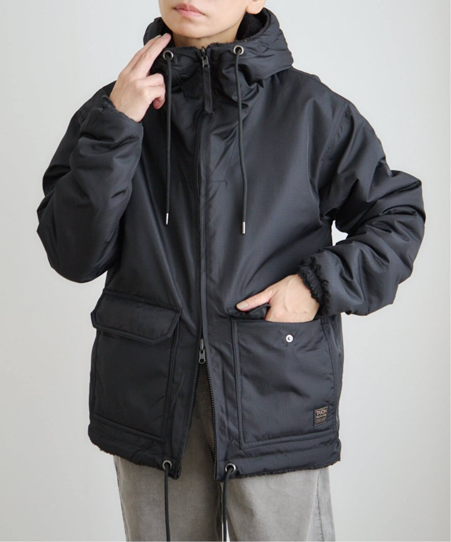 TAION NON DOWN MILITARY REVERSIBLE BOA HOODIE（ボア・フリース