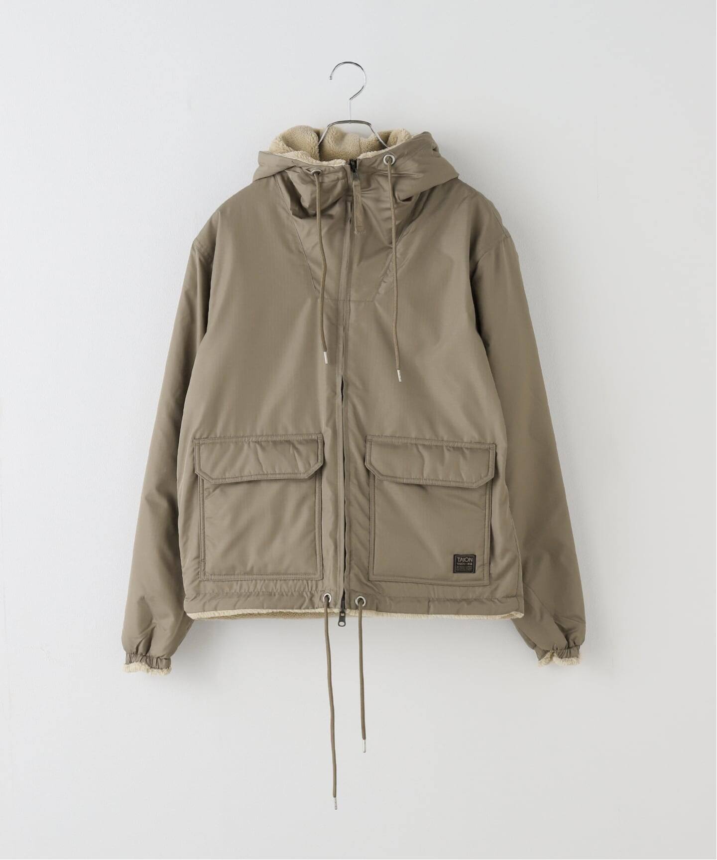 TAION NON DOWN MILITARY REVERSIBLE BOA HOODIE（ボア・フリース