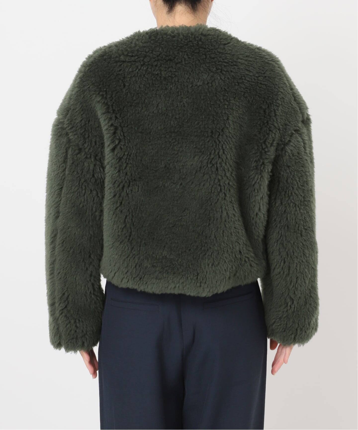 未使用　タグ付き✨ティッカ ウールファーショートコート ブルゾン カーキー ウールファーショートコート/TBCA-041