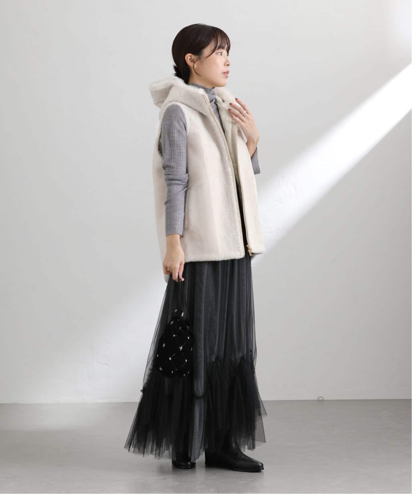 Lisa Conte　リサコンテ　フード　パーカー　ファー　ジャケット　ブルゾン LISA CONTE/リサコンテ ファーベスト（ベスト）｜La Totalite（ラ