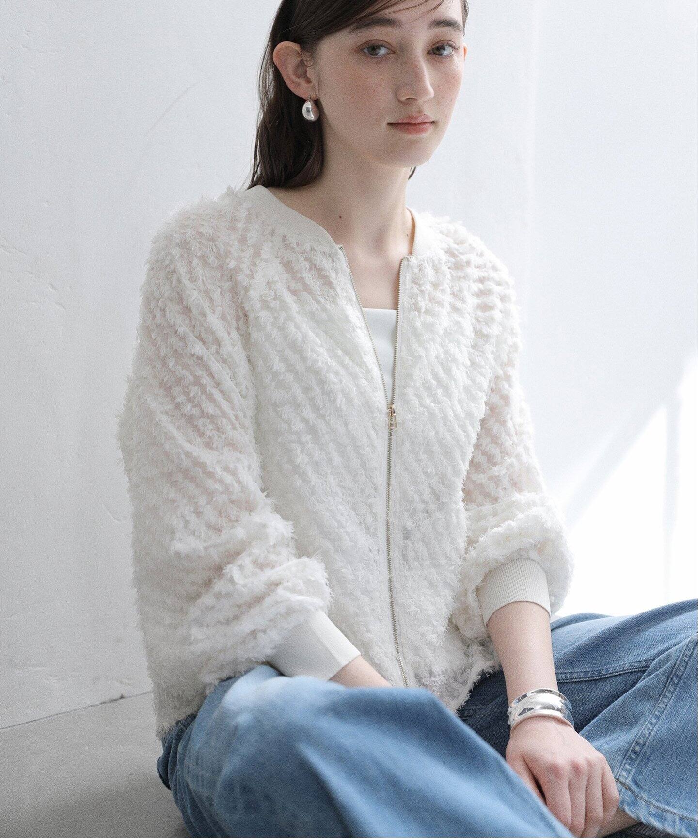 【ホワイト】全方向ストレッチ ベロアジャカードブルゾン <LADIES LINE> (LADIES) Women's Namaste Yoga Jacket | Terracotta Rose UPF 50+
