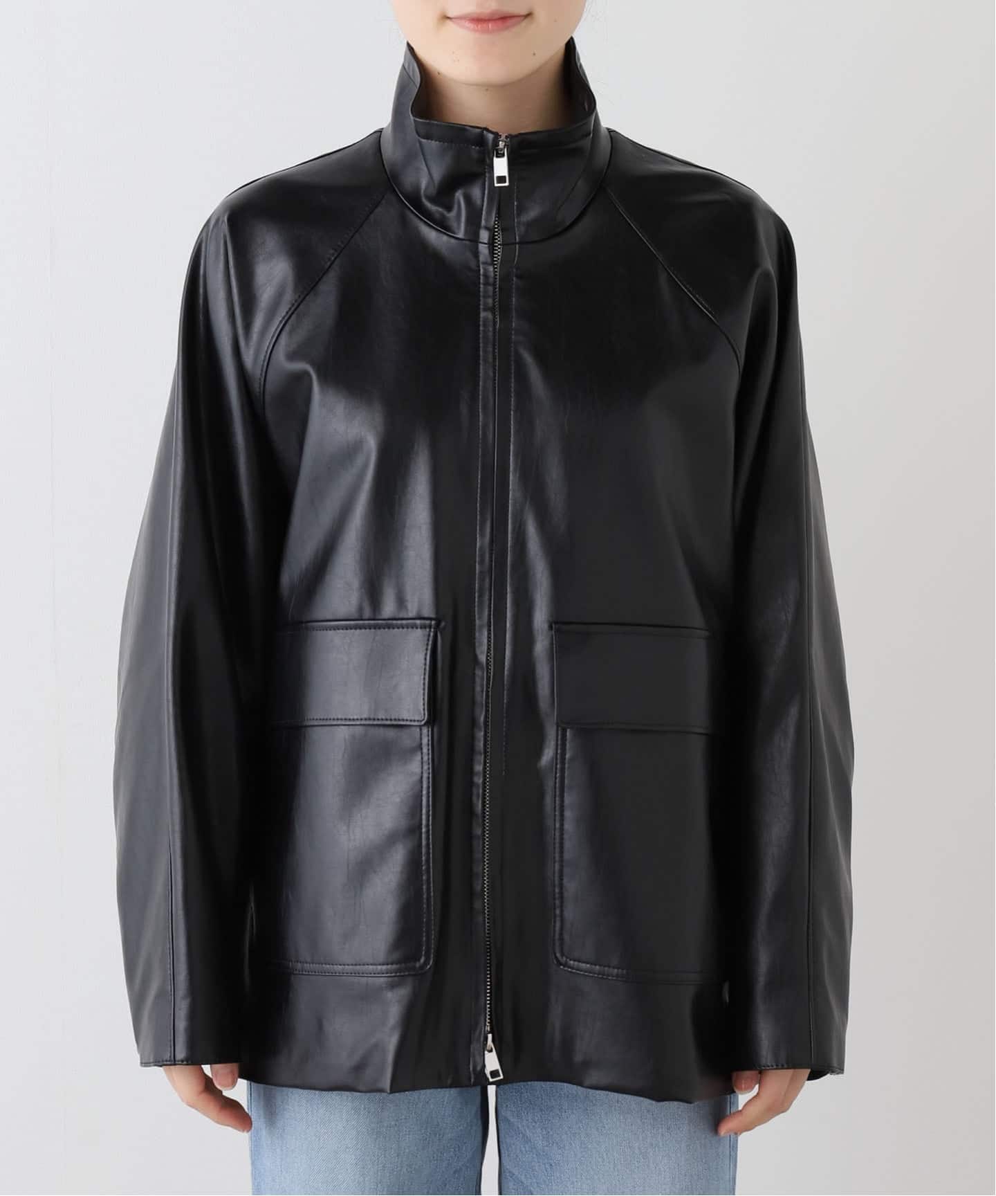 POLO 黒レザー スタンドカラー ジャケット POLO RALPH LAUREN（ポロ・ラルフローレン） ポロ ラルフローレン