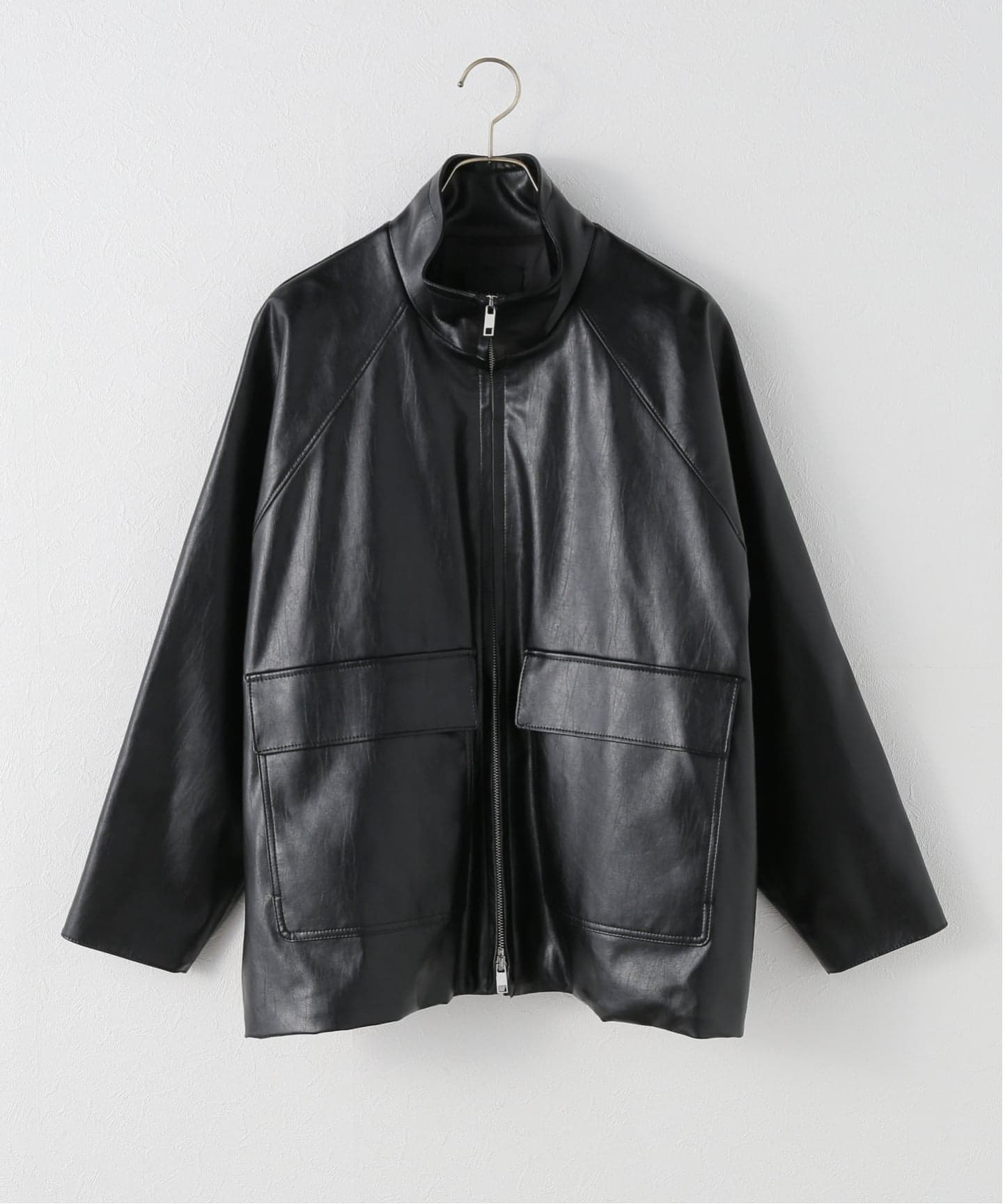 Spick & Span レザージャケット フェイクレザースタンドカラーブルゾン(レザージャケット