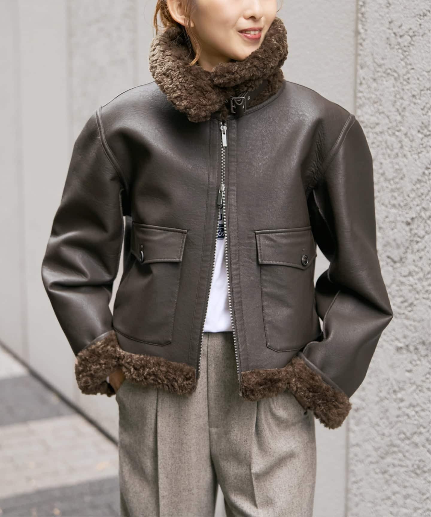 フェイクムートンフライトジャケット（その他ブルゾン／アウター