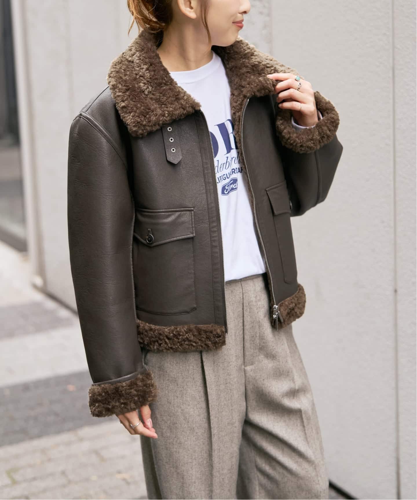 フェイクムートンフライトジャケット（その他ブルゾン／アウター