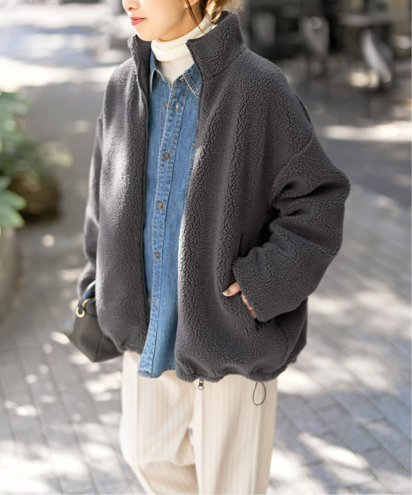 WEB限定カラー有り》リバーシブルボアブルゾン（ボア・フリース