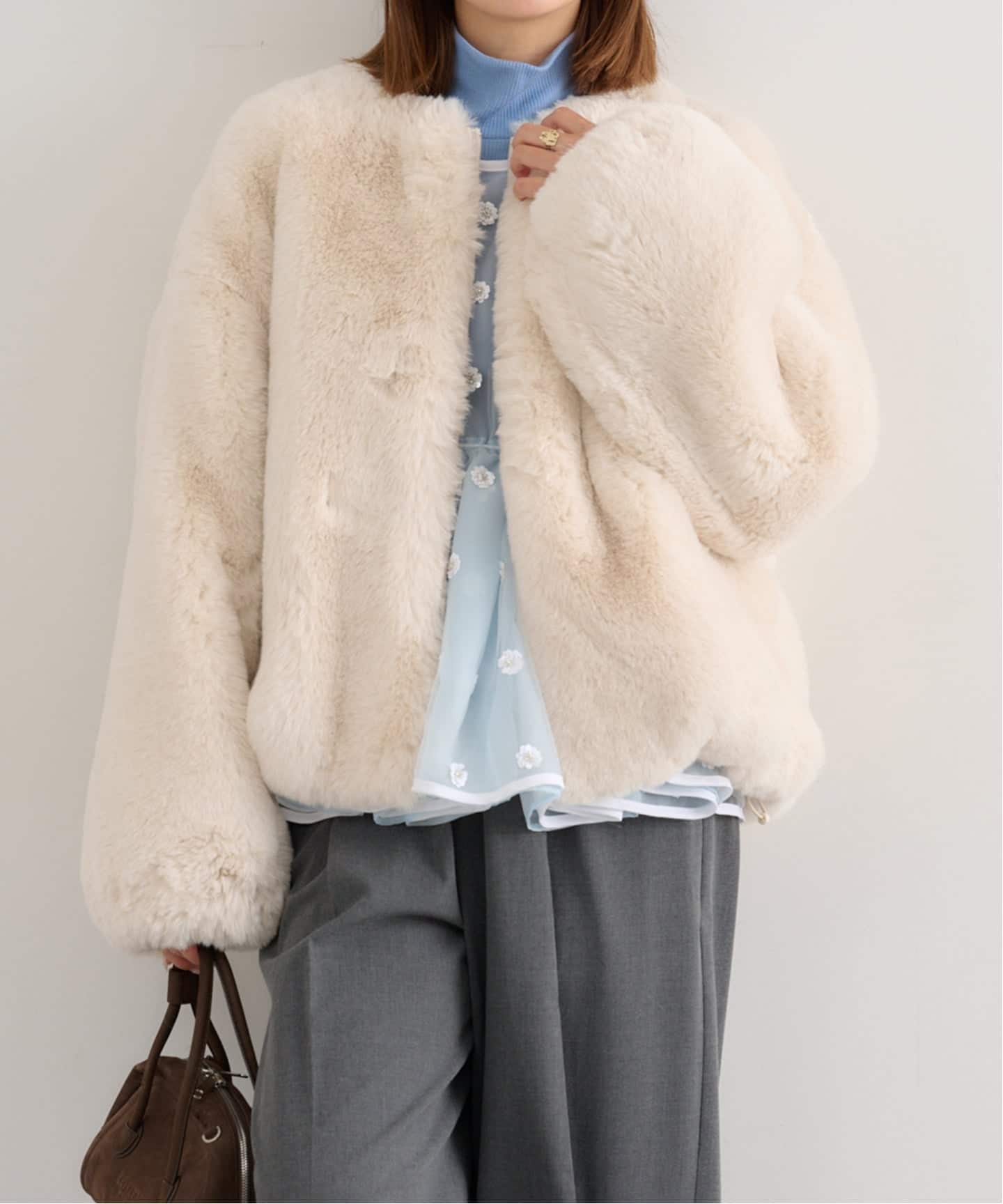 JAKKE フェイクファーショートコートU by Spick and span カールフェイクファーショートダッフル（ダッフルコート）｜U by