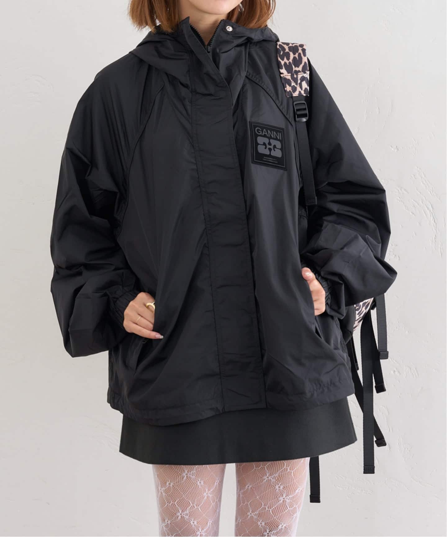 【美品】GANNI ジャケット　ガニー　ブラック　アウター GANNI/ガニー Flyweight Nylon Jacket（その他ブルゾン