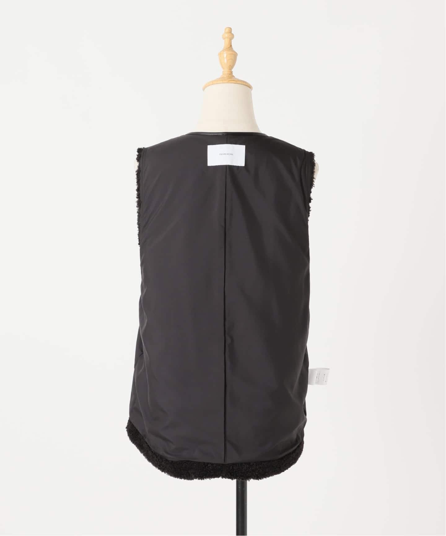 ⭐︎coco⭐︎ FRAMeWORK フレームワーク　ボアベスト 黒 ≪追加 / 手洗い可能≫ボアベスト（ベスト）｜FRAMeWORK（フレーム