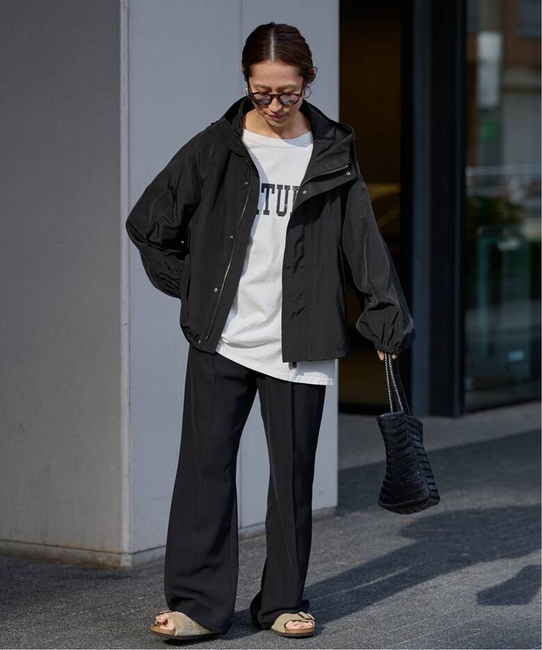 リネンPLタッサーフードショートブルゾン（マウンテンパーカー  