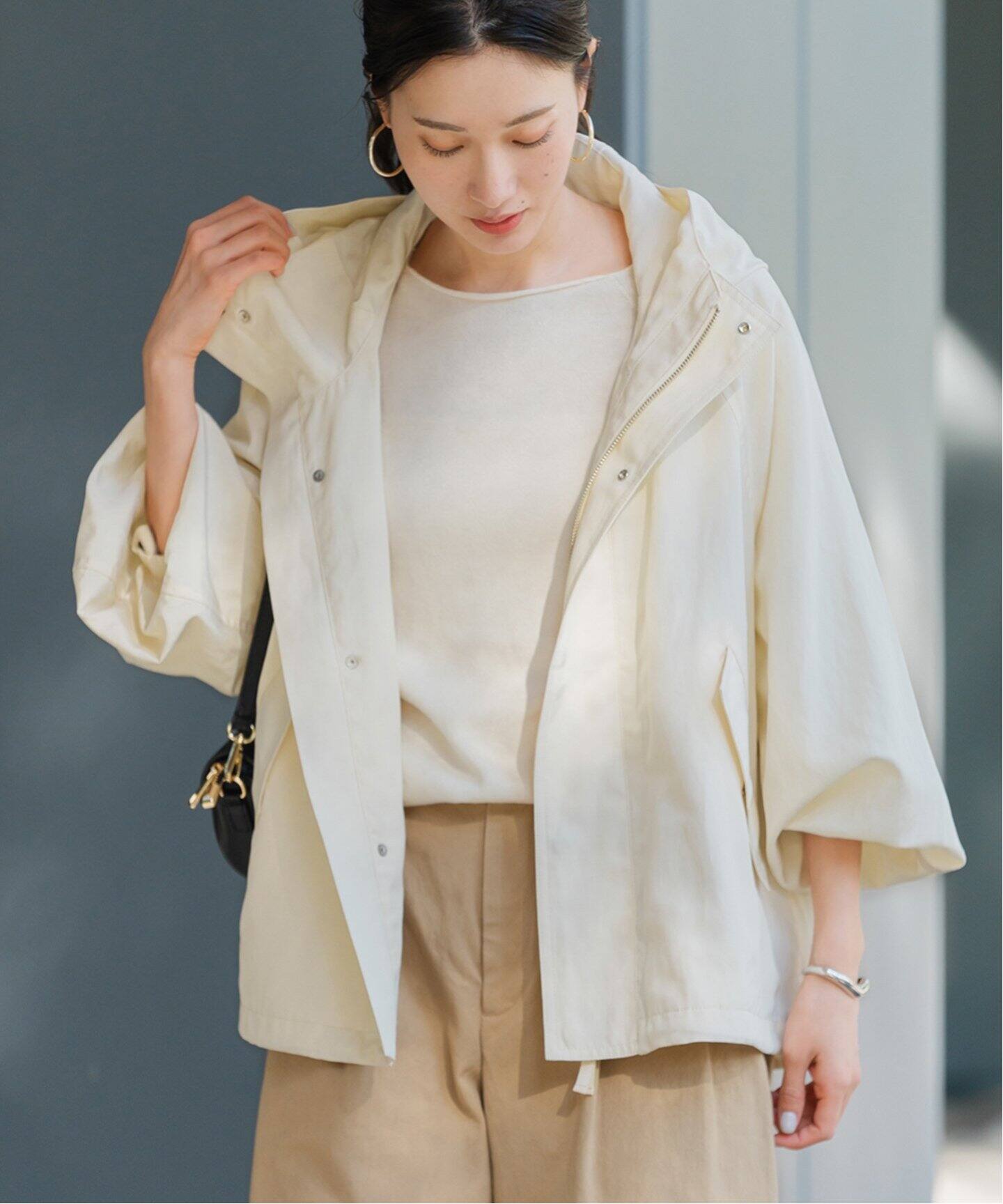 FRAMeWORK リネンPLタッサーフードショートブルゾン36