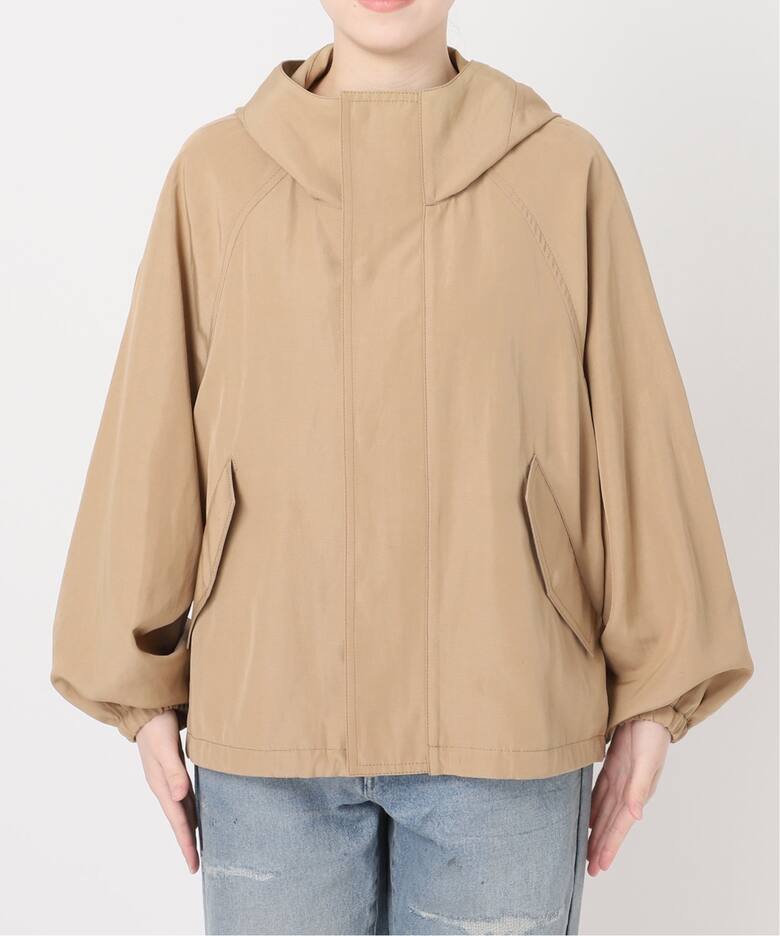 リネンPLタッサーフードショートブルゾン（マウンテンパーカー  