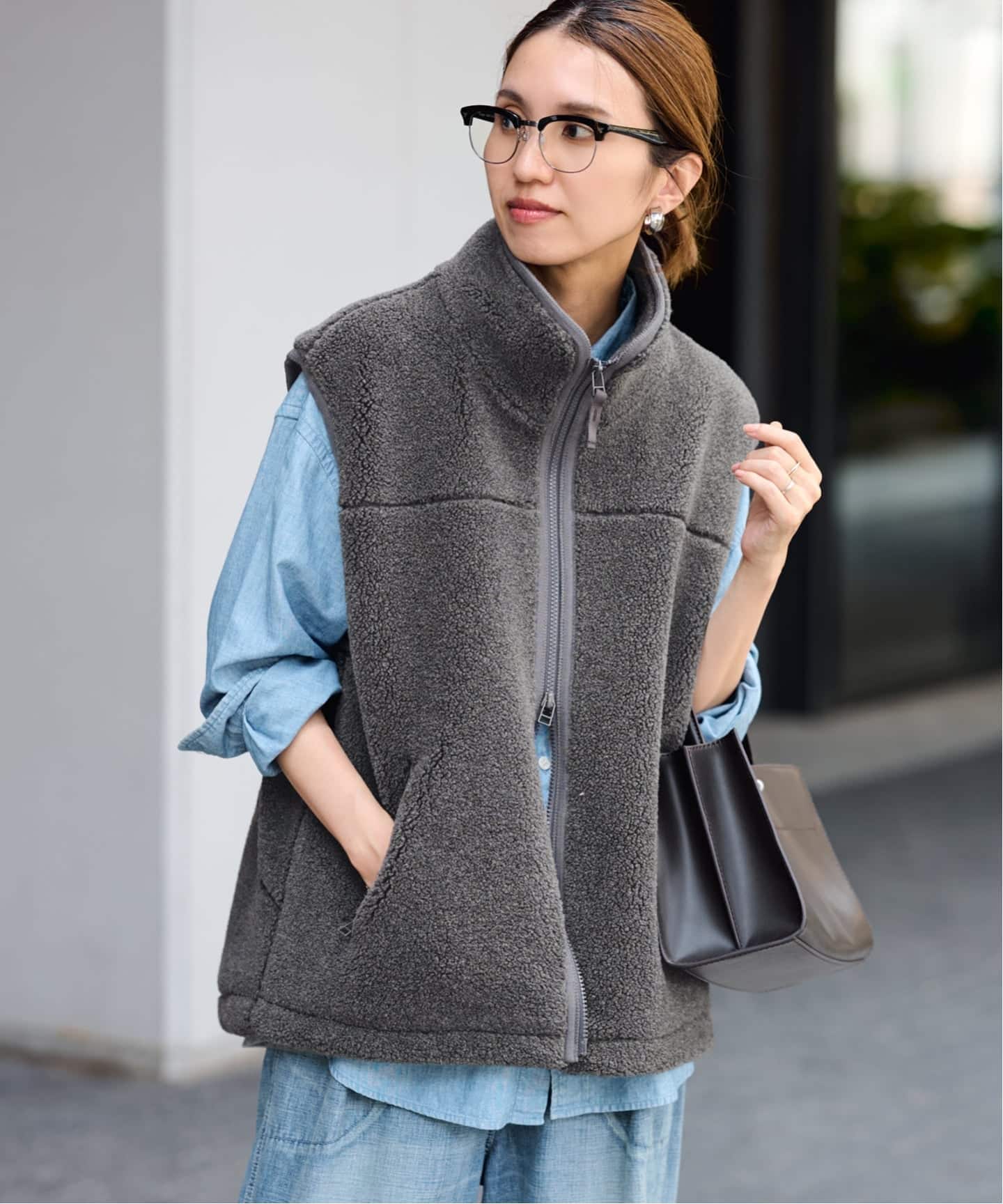 THE ウールフリースベスト ウールフリース ベスト(Unisex) col.Natural Dark Brown | PEOPLE