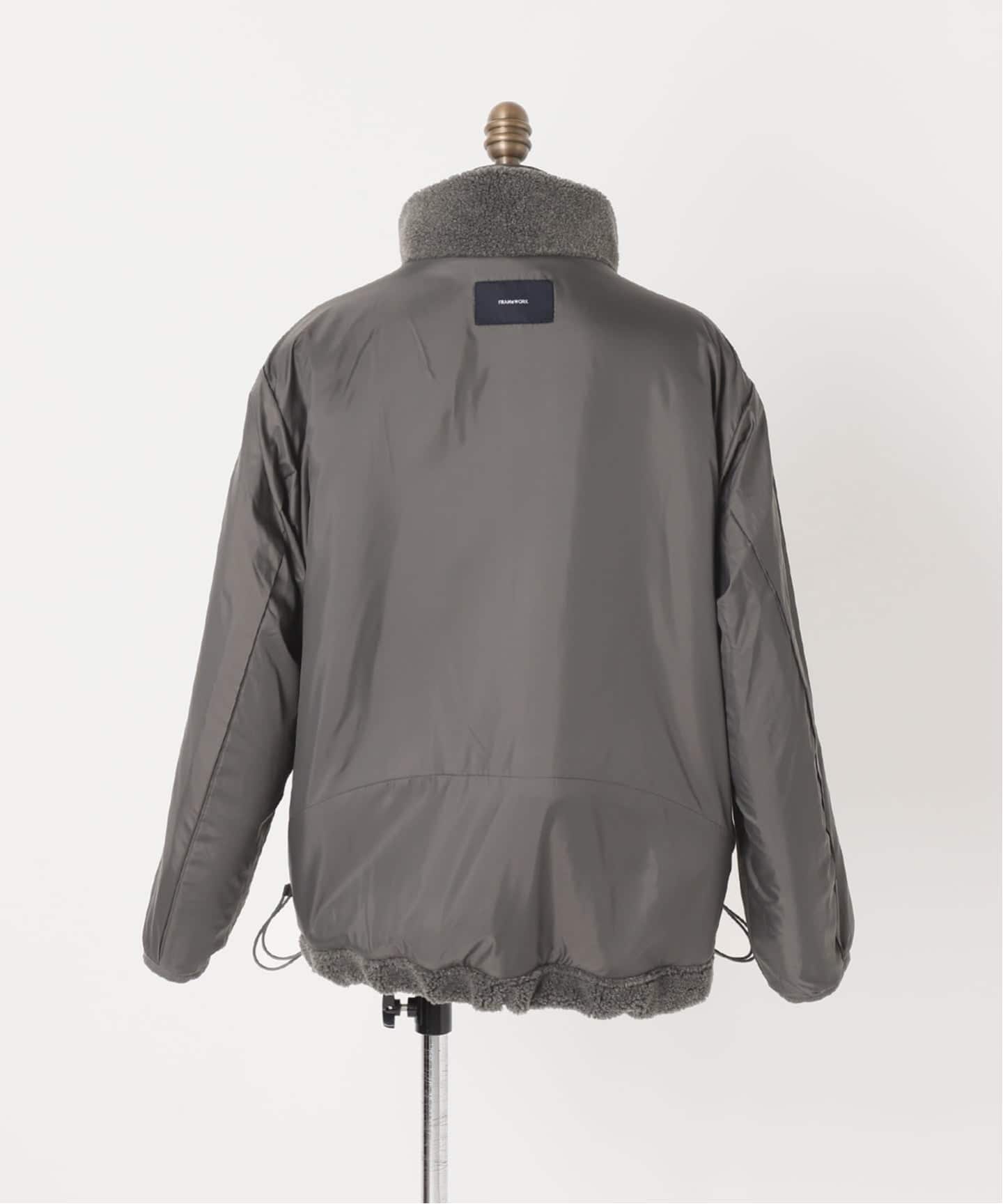 FRAMeWORK ウールボアスタンドブルゾン　グレー　38 ≪追加≫ウールボアスタンドブルゾン 2（ボア・フリース）｜FRAMeWORK