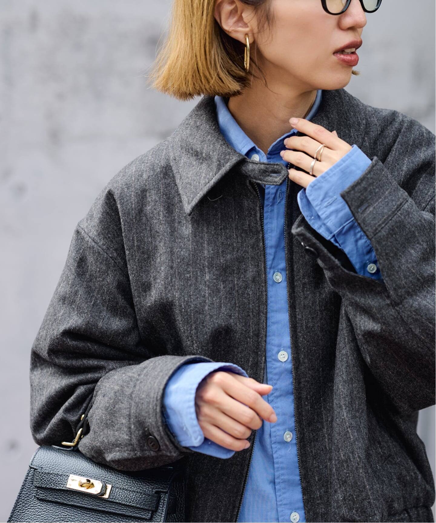 WOOL-STRIPEスィングトップブルゾン（その他ブルゾン／アウター