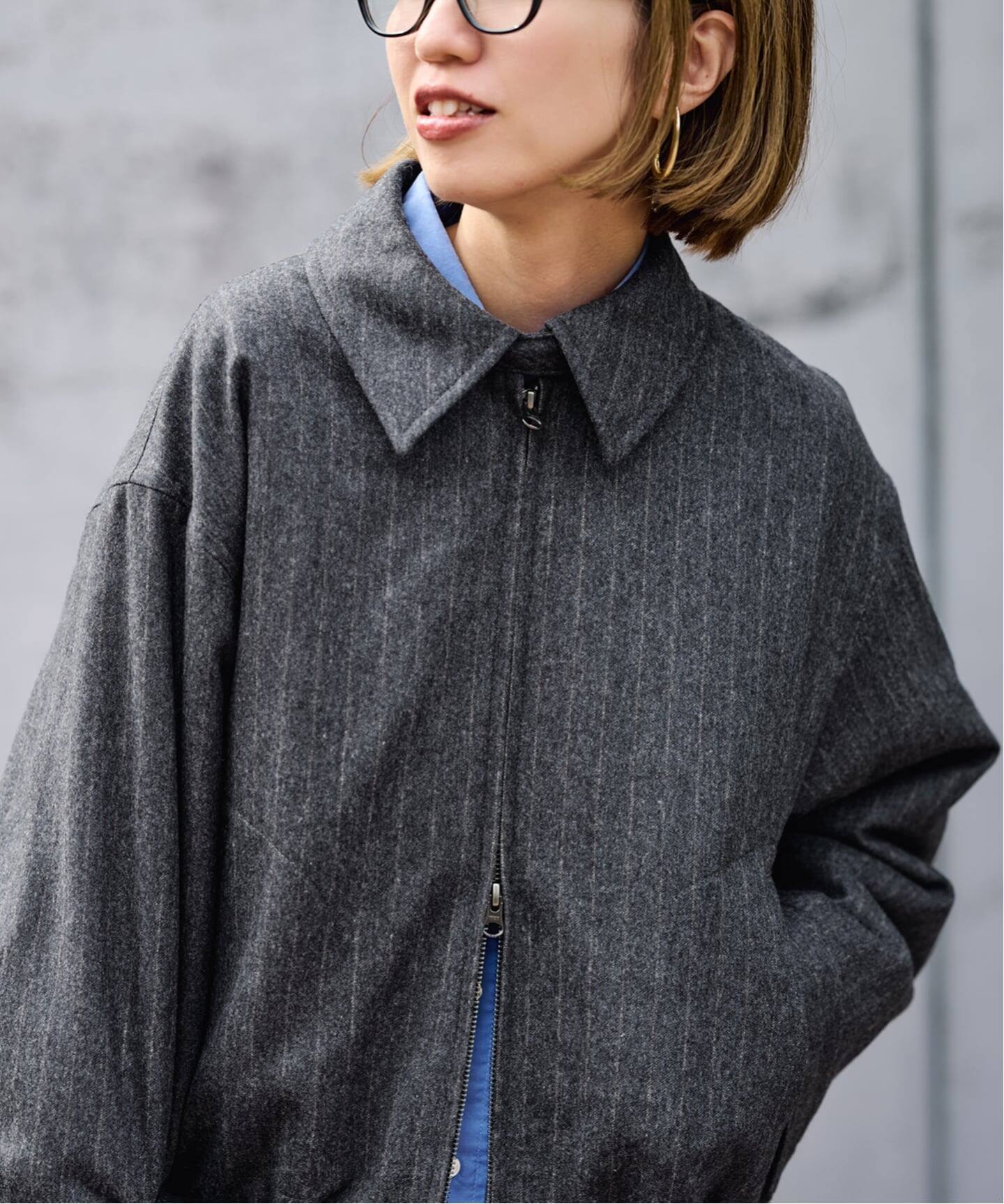 WOOL-STRIPEスィングトップブルゾン（その他ブルゾン／アウター