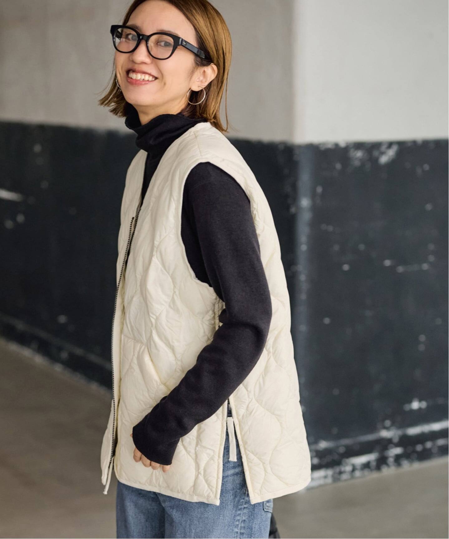 ≪予約≫TAION/タイオン MILITARY V NECK WZIPダウンベスト（ダウン