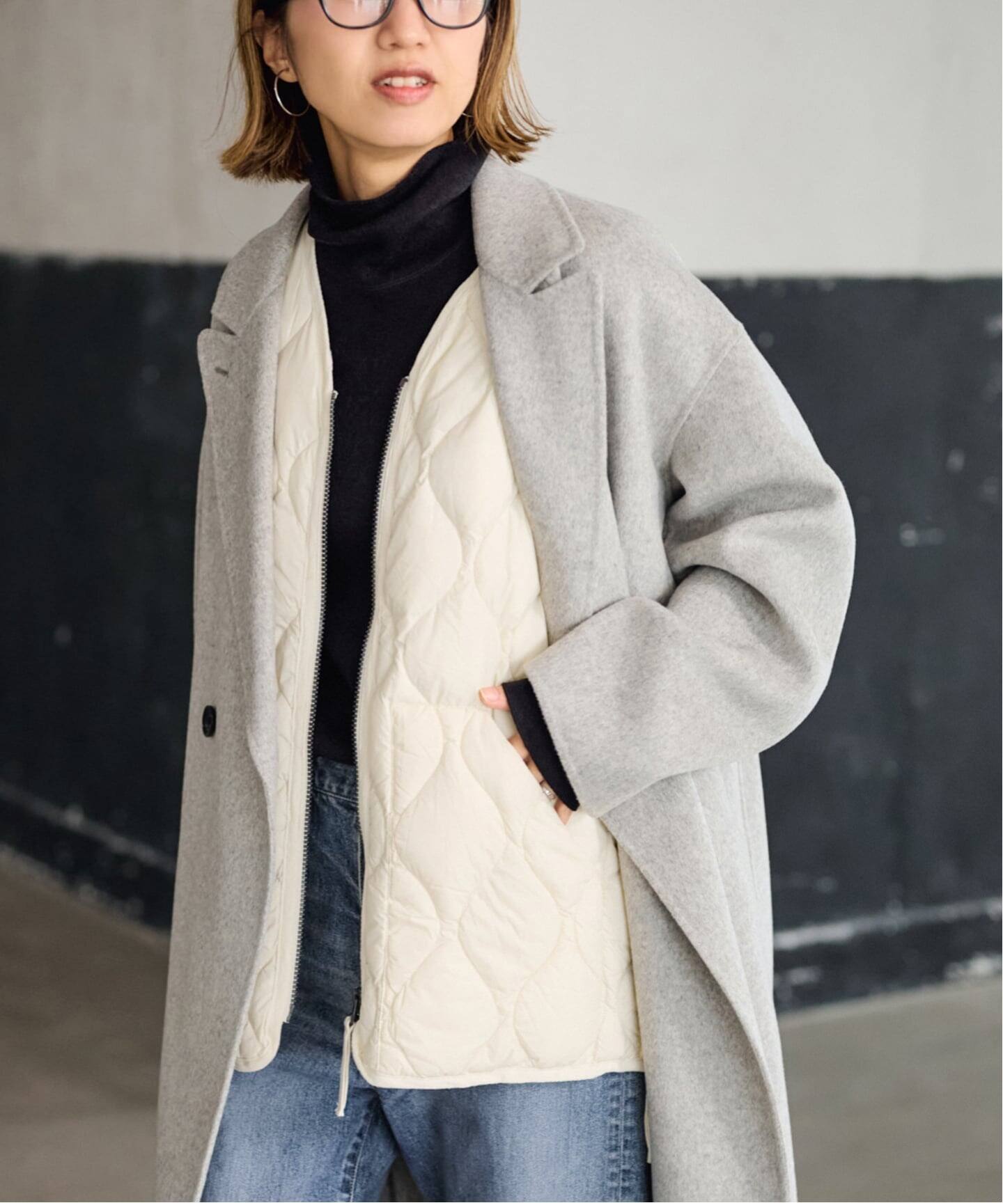 TAION/タイオン MILITARY V NECK WZIPダウンベスト（ダウン・中綿