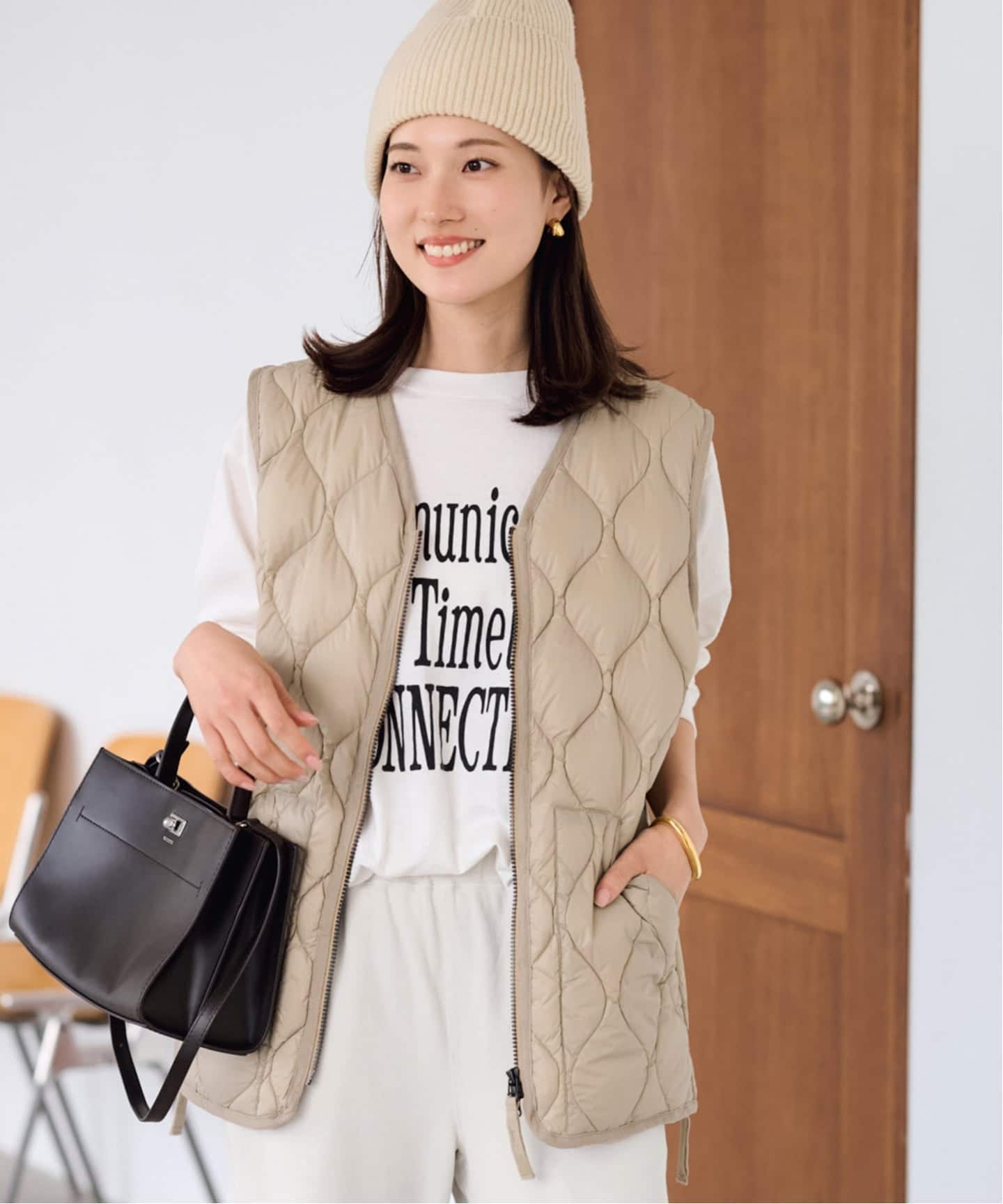 ≪予約≫TAION/タイオン MILITARY V NECK WZIPダウンベスト（ダウン