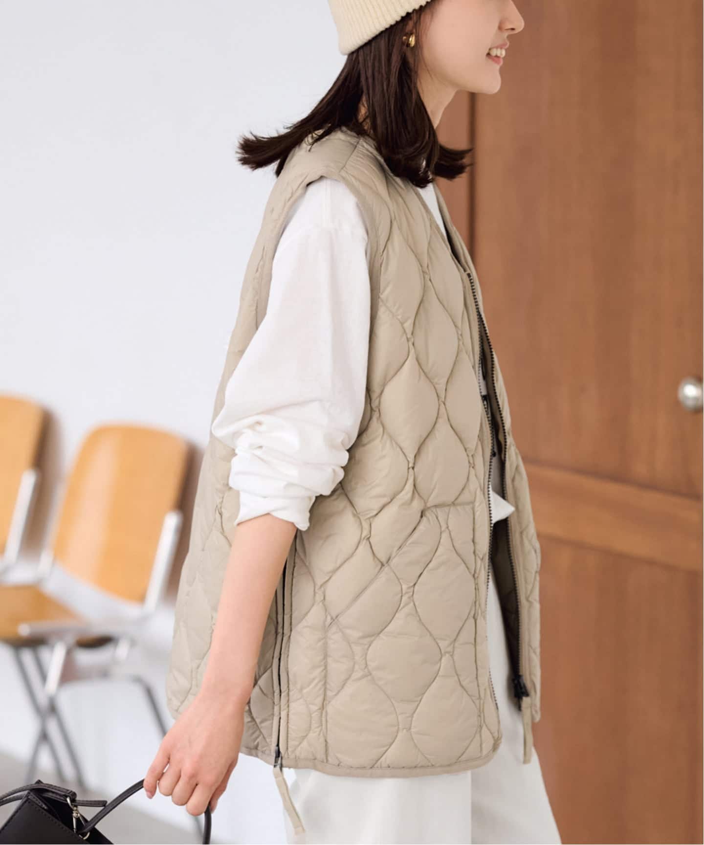 TAION/タイオン MILITARY V NECK WZIPダウンベスト（ダウン・中綿