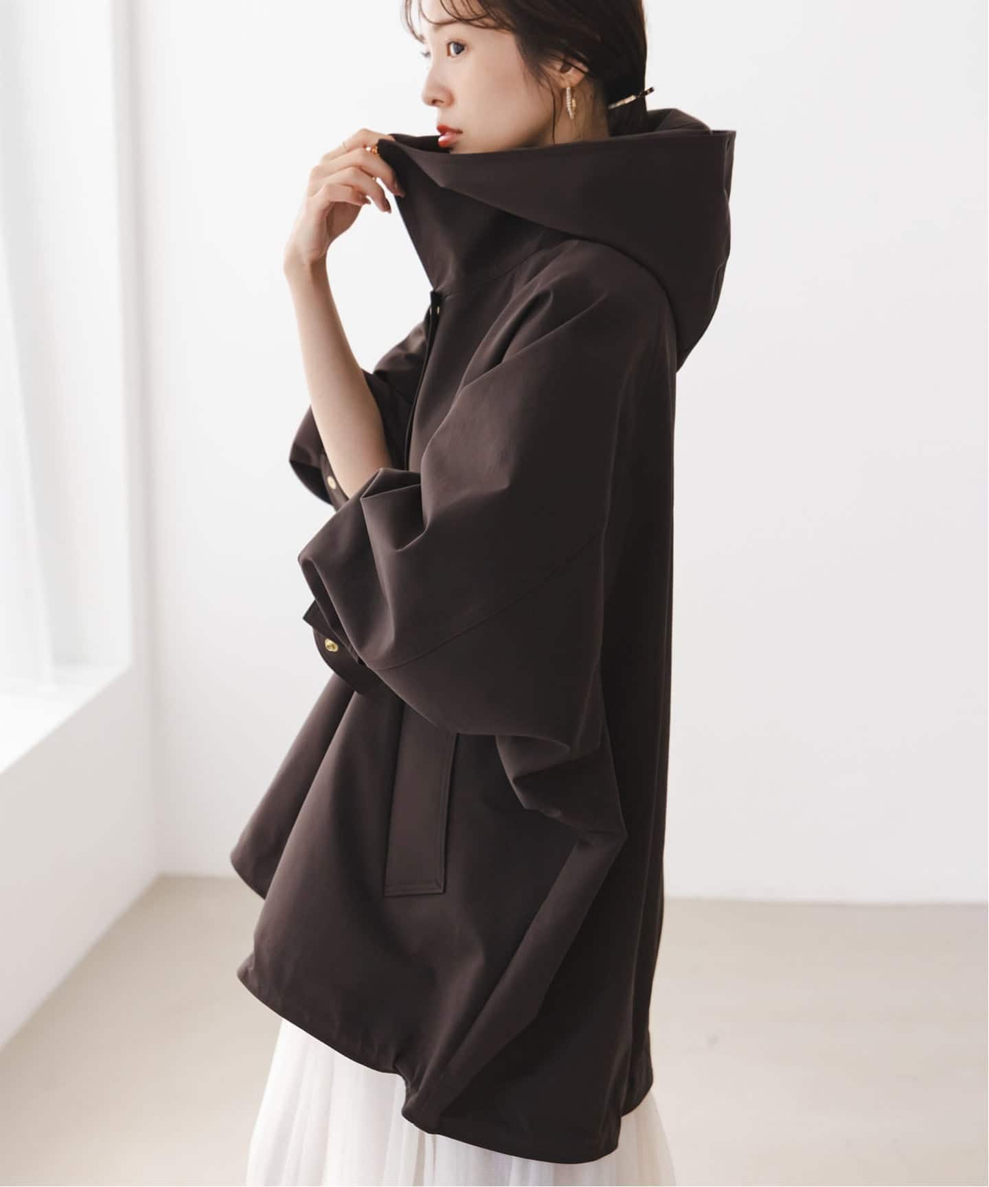 新品未使用　NOBLE ♡ハイツイストダブルクロスフーディブルゾン　38サイズ♡ NOBLE コート アウター 「追加」ハイツイストダブルクロス