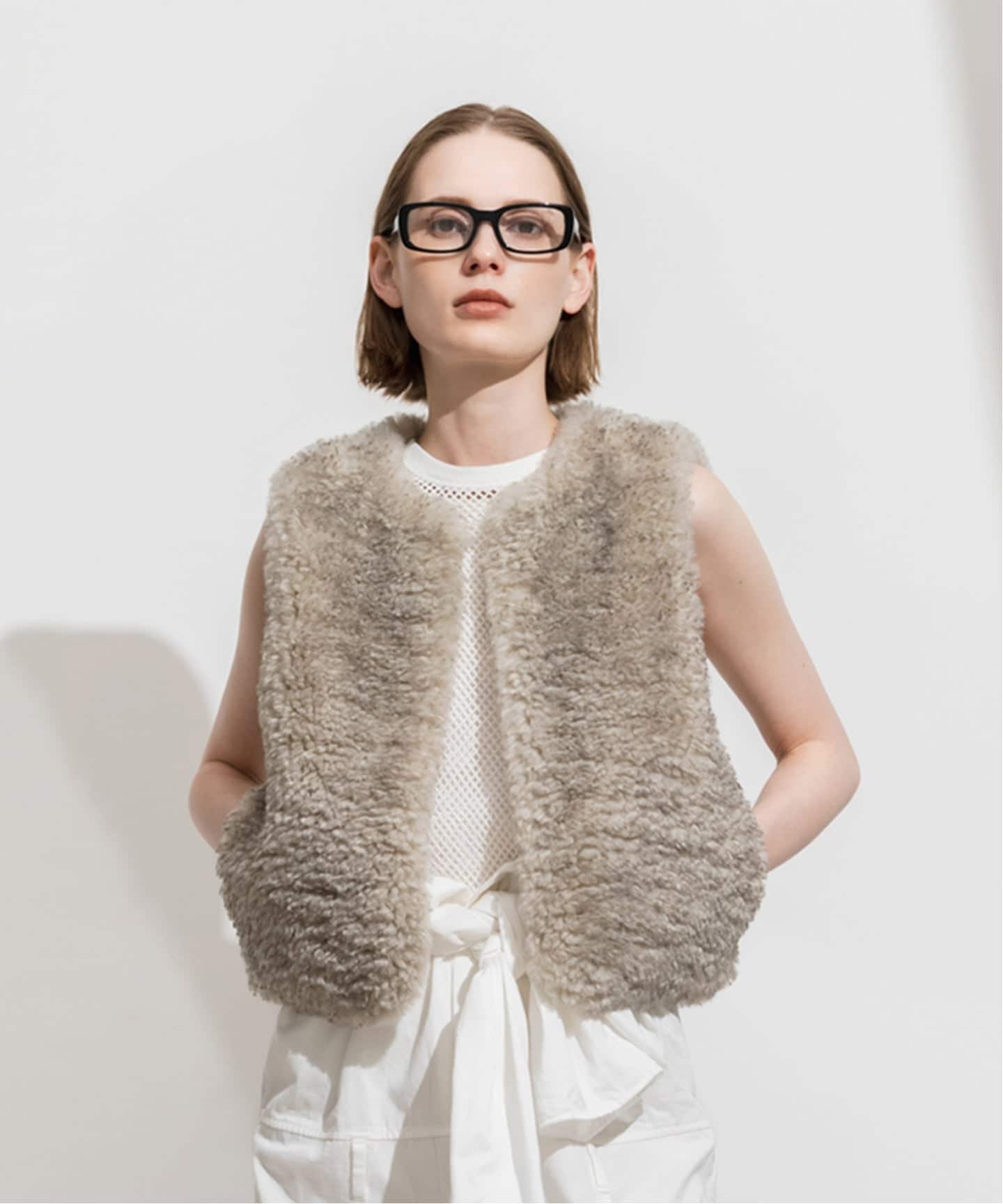 ○ 美品　6(ROKU)FAKE FUR VEST/ベスト 6(ROKU)FAKE FUR VEST ベスト