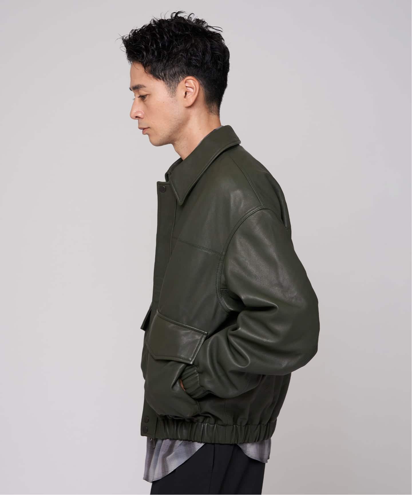 美品　ディーゼル　レザージャケット　S 短丈　ダークグリーン L-EVERT-A レザージャケット｜グリーン｜メンズ｜DIESEL