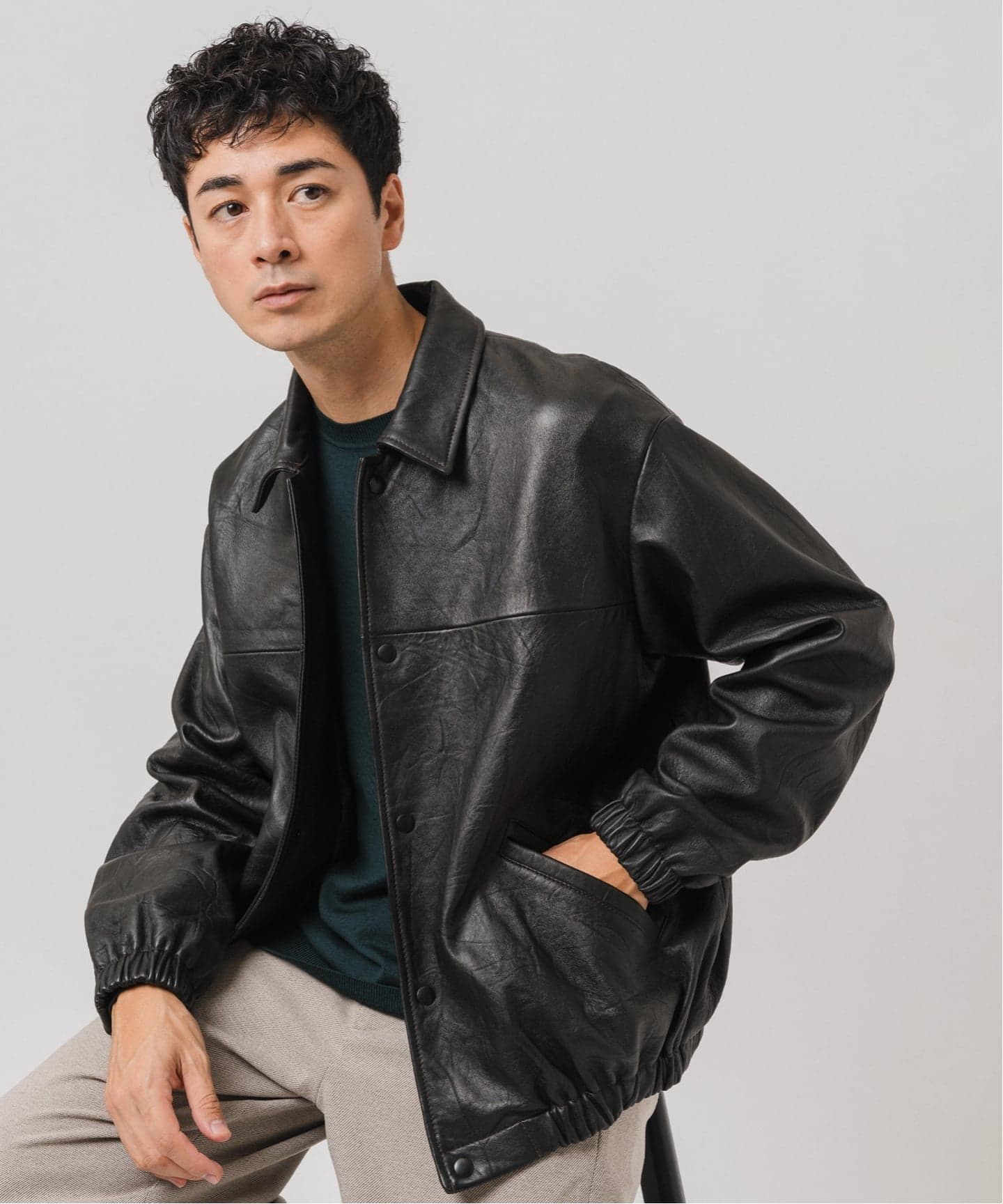 べジタブルラムレザー コーチジャケット（レザージャケット）｜EDIFICE