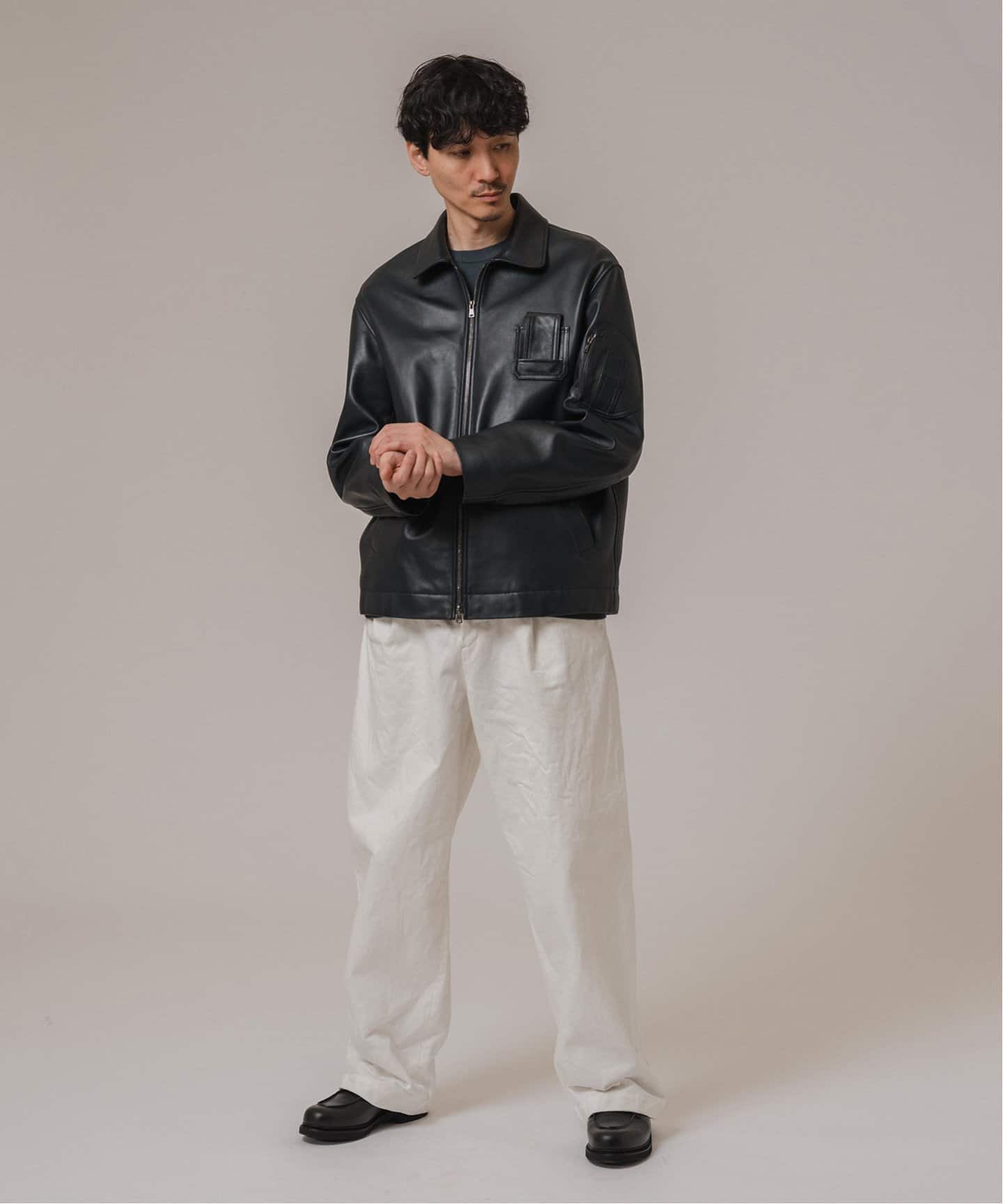 ETS.MATERIAUX(マテリオ) ラムレザー フレンチパイロット