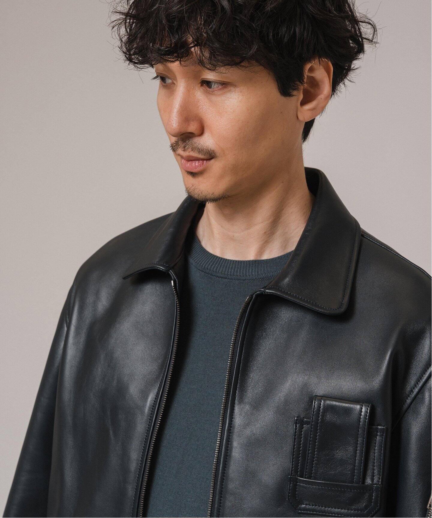 エディフィス EDIFICE レザージャケット ETS.MATERIAUX(マテリオ) ラムレザー フレンチパイロット