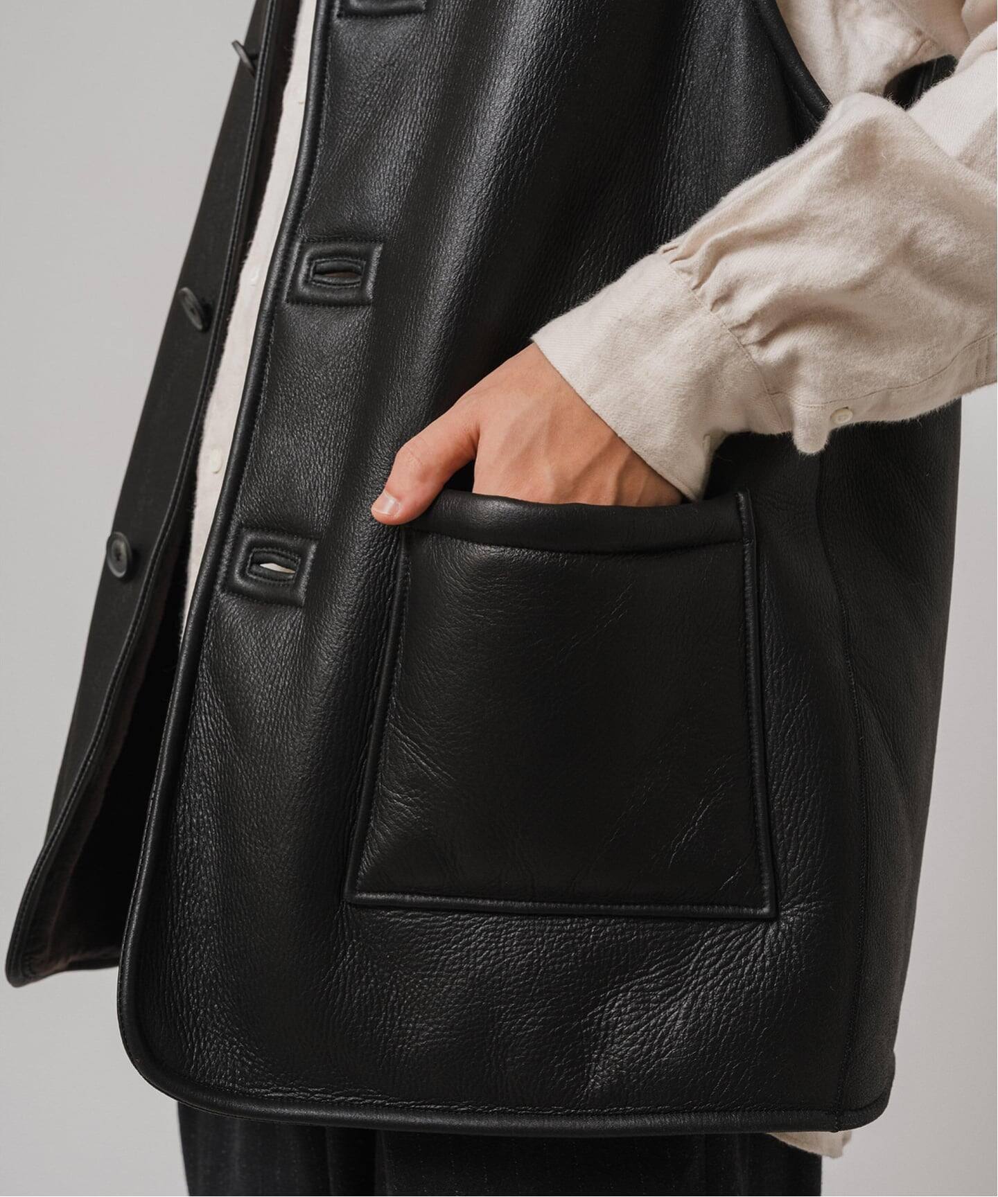 ETS.MATERIAUX(マテリオ) ムートン ベスト（レザージャケット