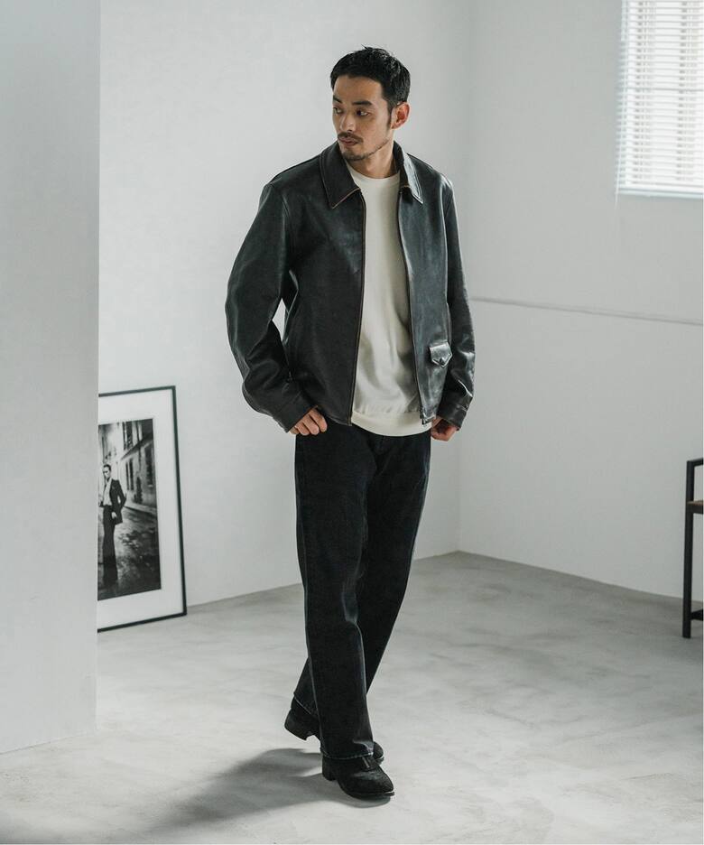 ラムレザー フレンチアンティーク ライダースジャケット（レザー  