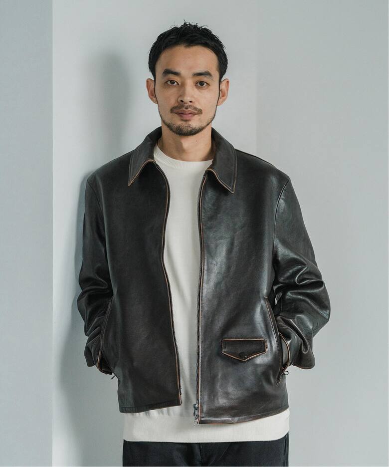 ラムレザー フレンチアンティーク ライダースジャケット（レザー 