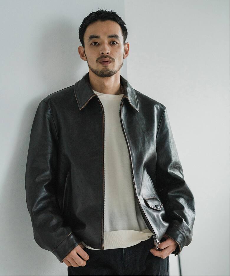 ラムレザー フレンチアンティーク ライダースジャケット（レザー 