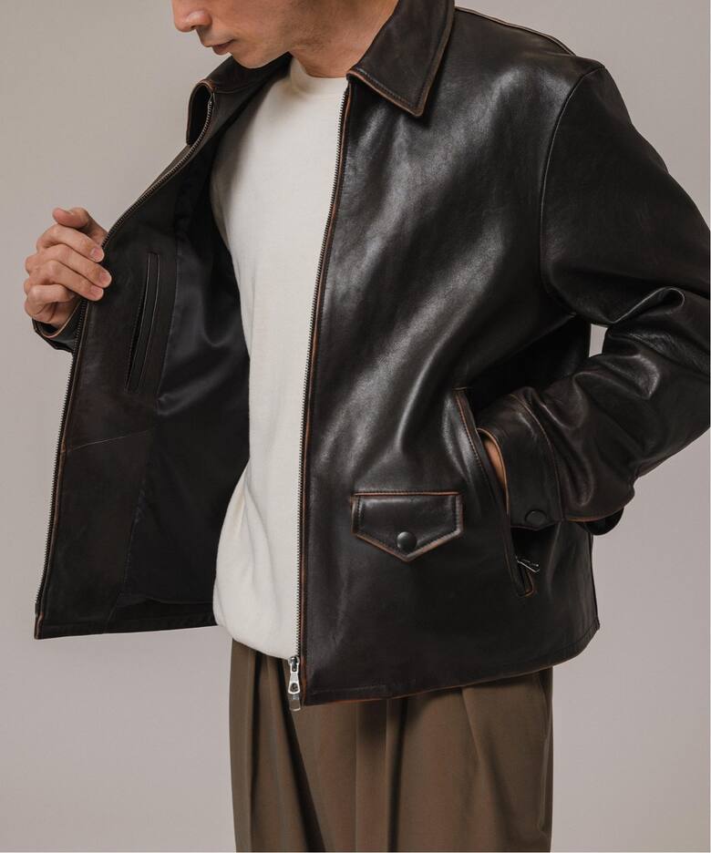 ラムレザー フレンチアンティーク ライダースジャケット（レザー  