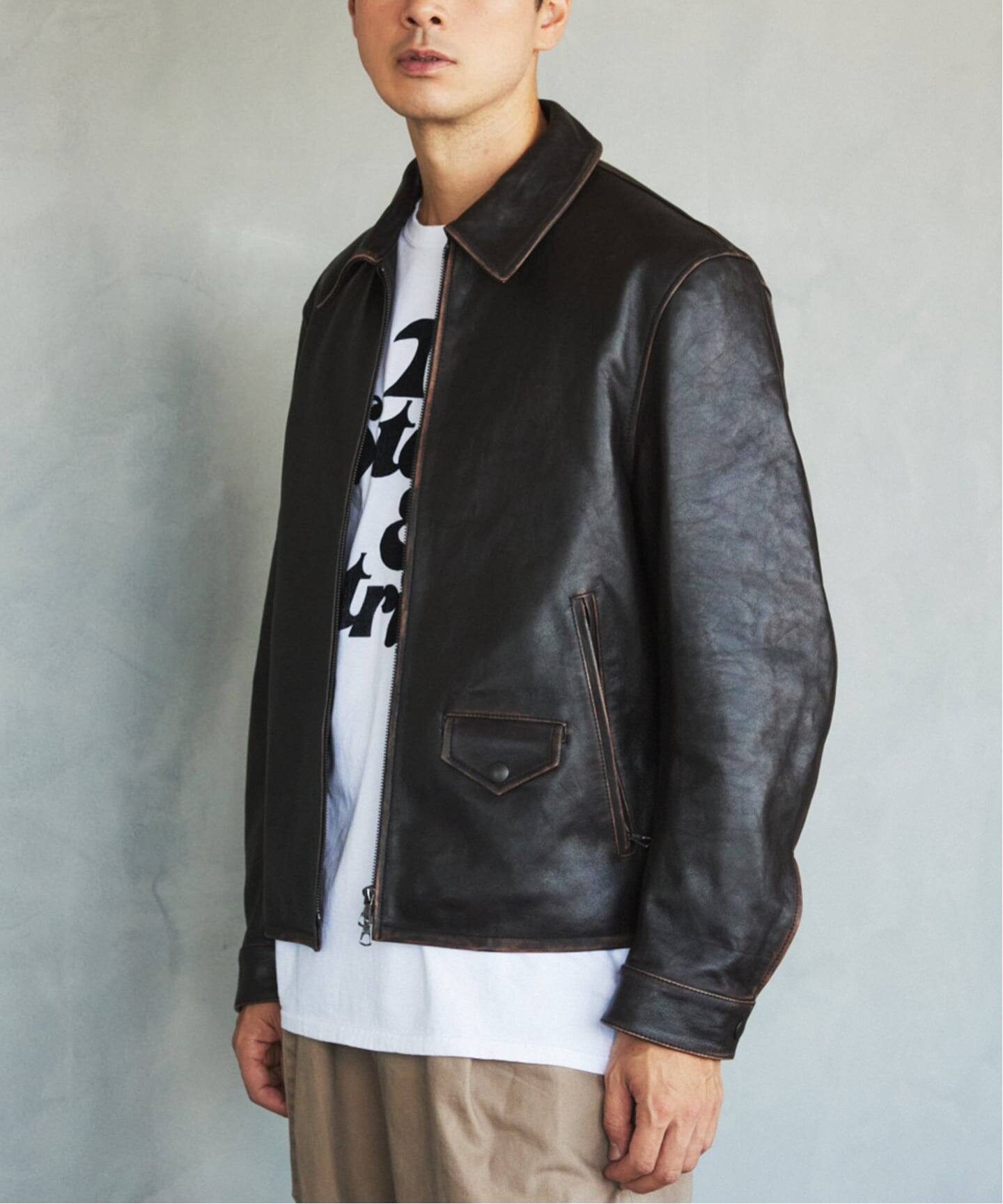 EDIFICE フレンチアンティーク レザージャケット ライダース 25年 ラムレザー フレンチアンティーク ライダースジャケット（レザー