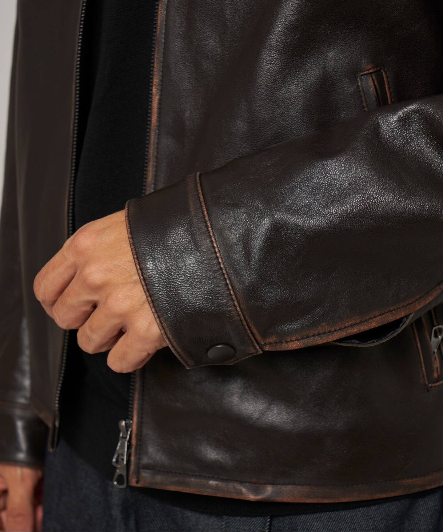 ラムレザー フレンチアンティーク ライダースジャケットedifice EDIFICE｜ラムレザー フレンチアンティーク ライダース