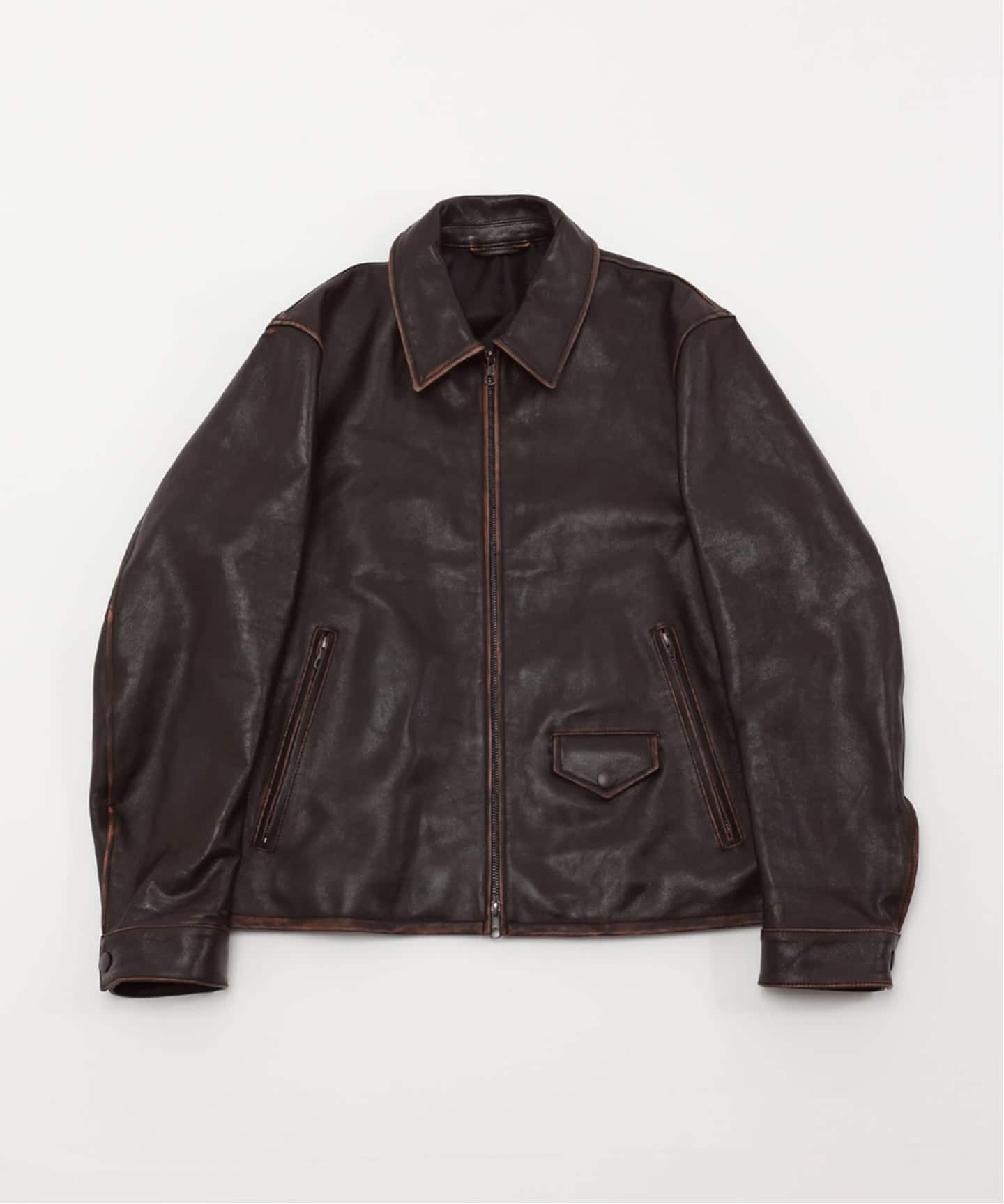 Edifice 25ss アンティークレザージャケット ラムレザー フレンチアンティーク ライダースジャケット（レザー