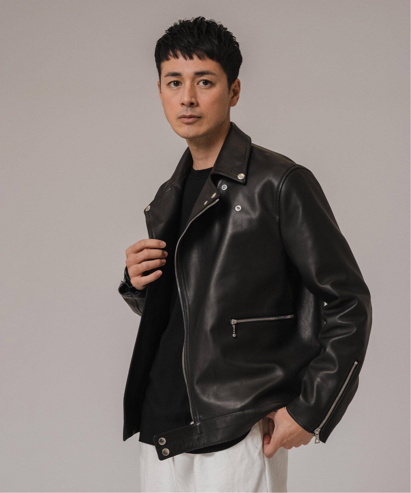 CONFFECT EDIFICE】SHEEPLEATHER MORTORCYCLE DOUBLE JACKET（レザー 