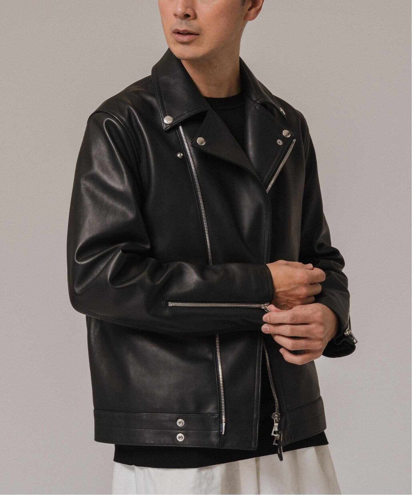CONFFECT EDIFICE】SHEEPLEATHER MORTORCYCLE DOUBLE JACKET（レザー 
