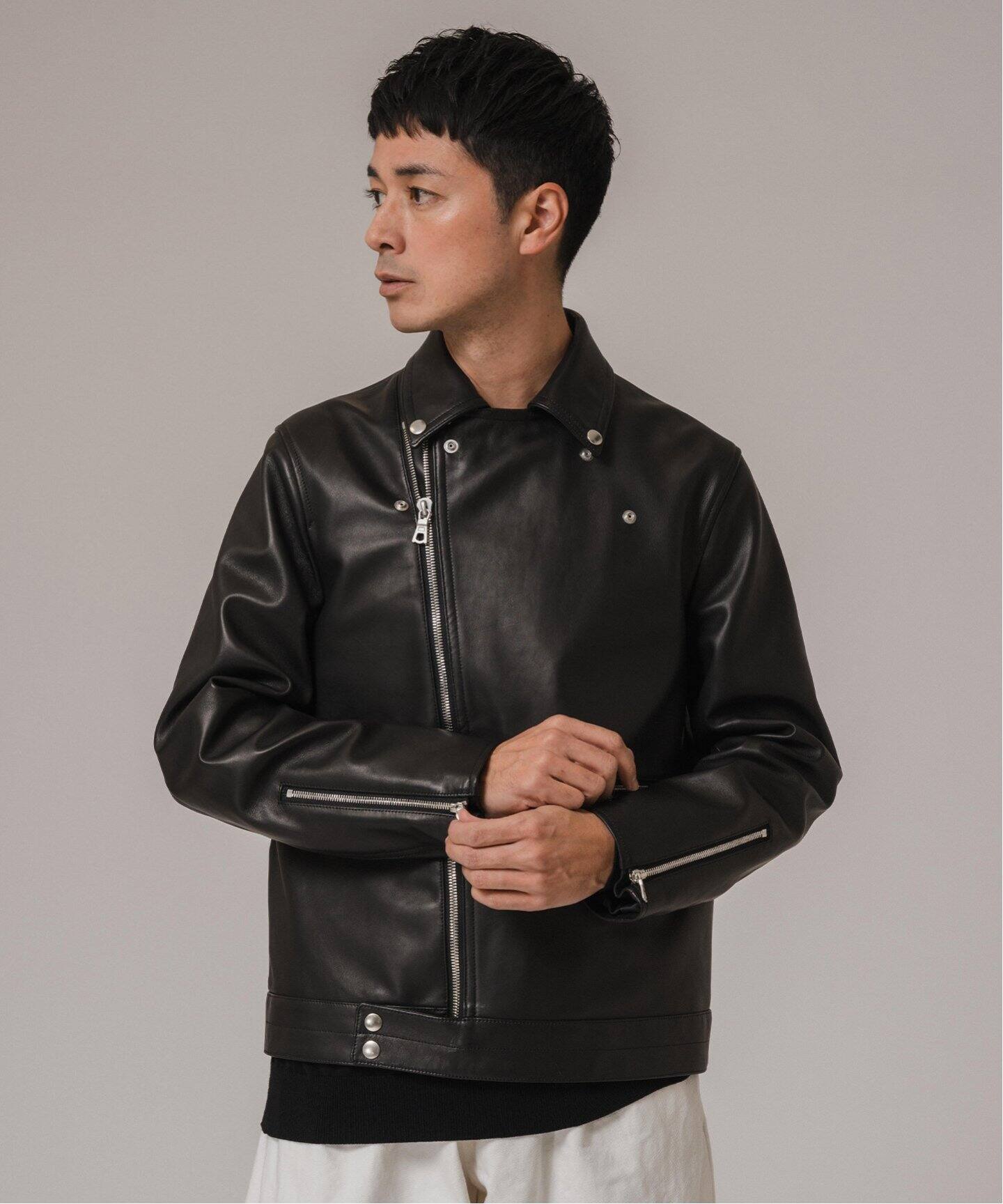 CONFFECT EDIFICE】SHEEPLEATHER MORTORCYCLE DOUBLE JACKET（レザー 