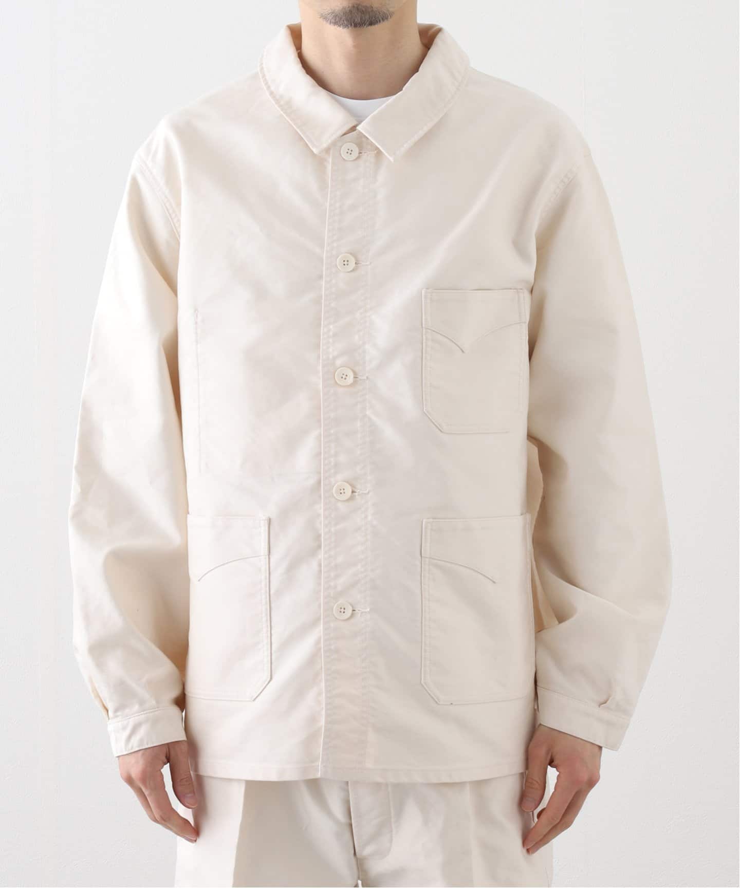 【フォロー割適用】Ets.Materiauxリネンフレンチワークジャケット 48 ETS.MATERIAUX