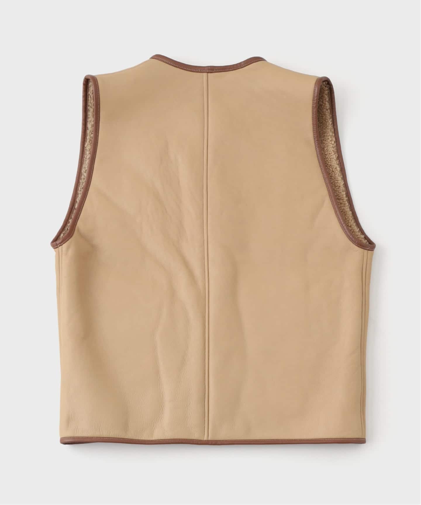 CAWLEY (コーリー) TAN LEATHER BACK CURLY RIVER VEST（ベスト