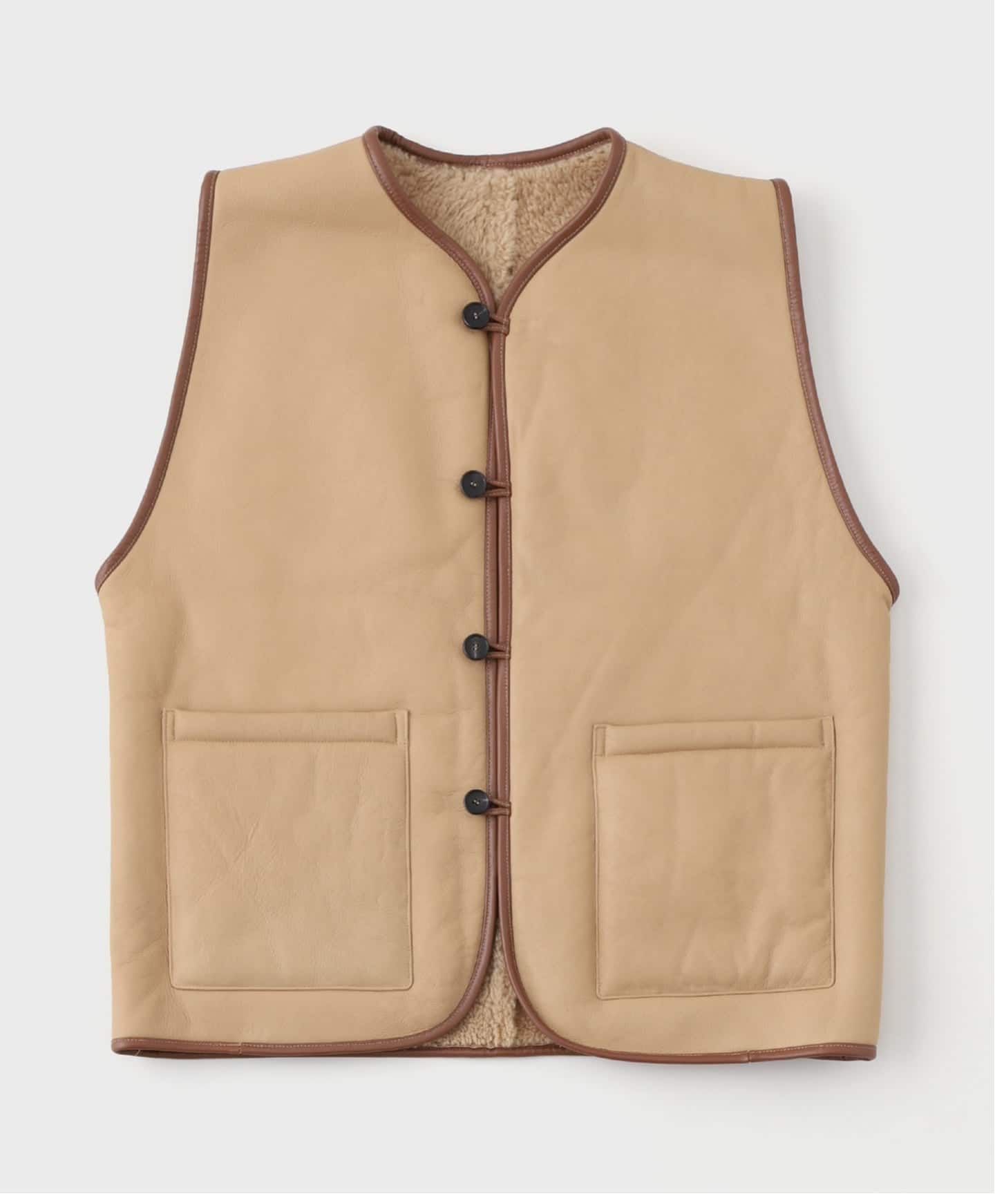 CAWLEY (コーリー) TAN LEATHER BACK CURLY RIVER VEST（ベスト