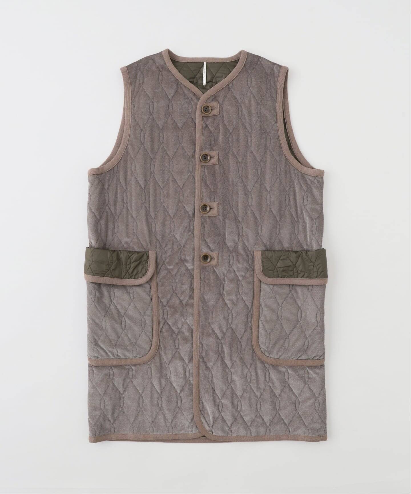 m's braque (エムズ ブラック) SILK LOFT QUILTING CAR LONG ベスト