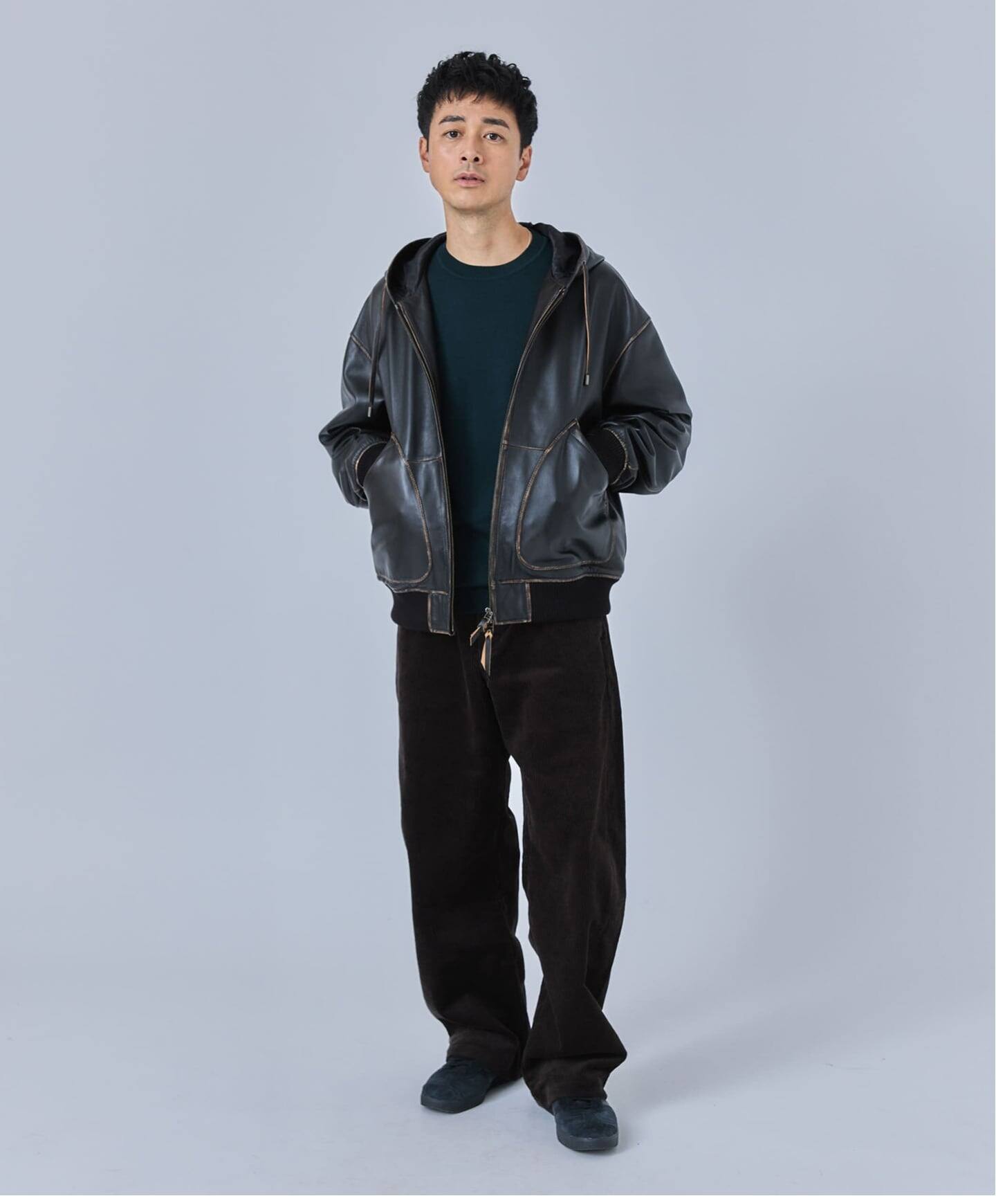 CCU(シーシーユー) 別注 Rub Skin パーカー（レザージャケット