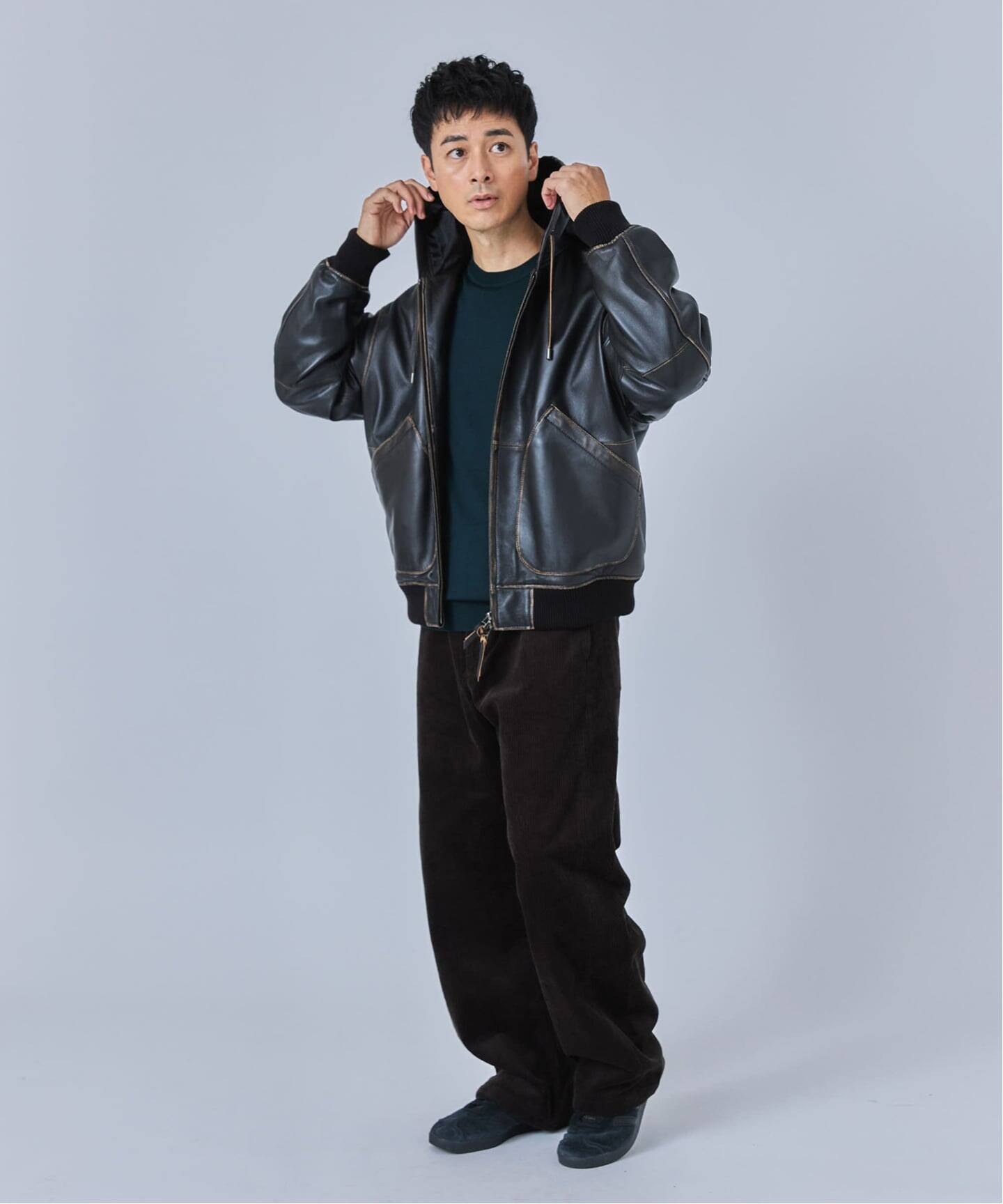 CCU(シーシーユー) 別注 Rub Skin パーカー（レザージャケット