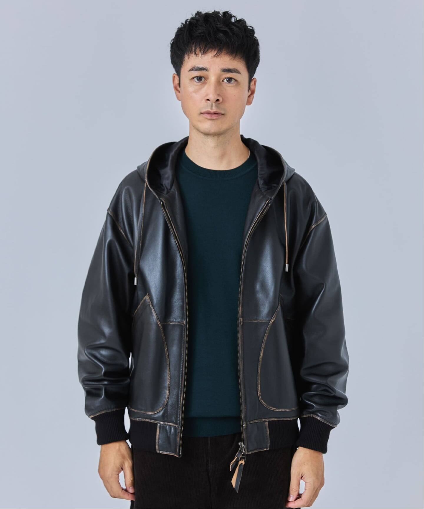 CCU(シーシーユー) 別注 Rub Skin パーカー（レザージャケット