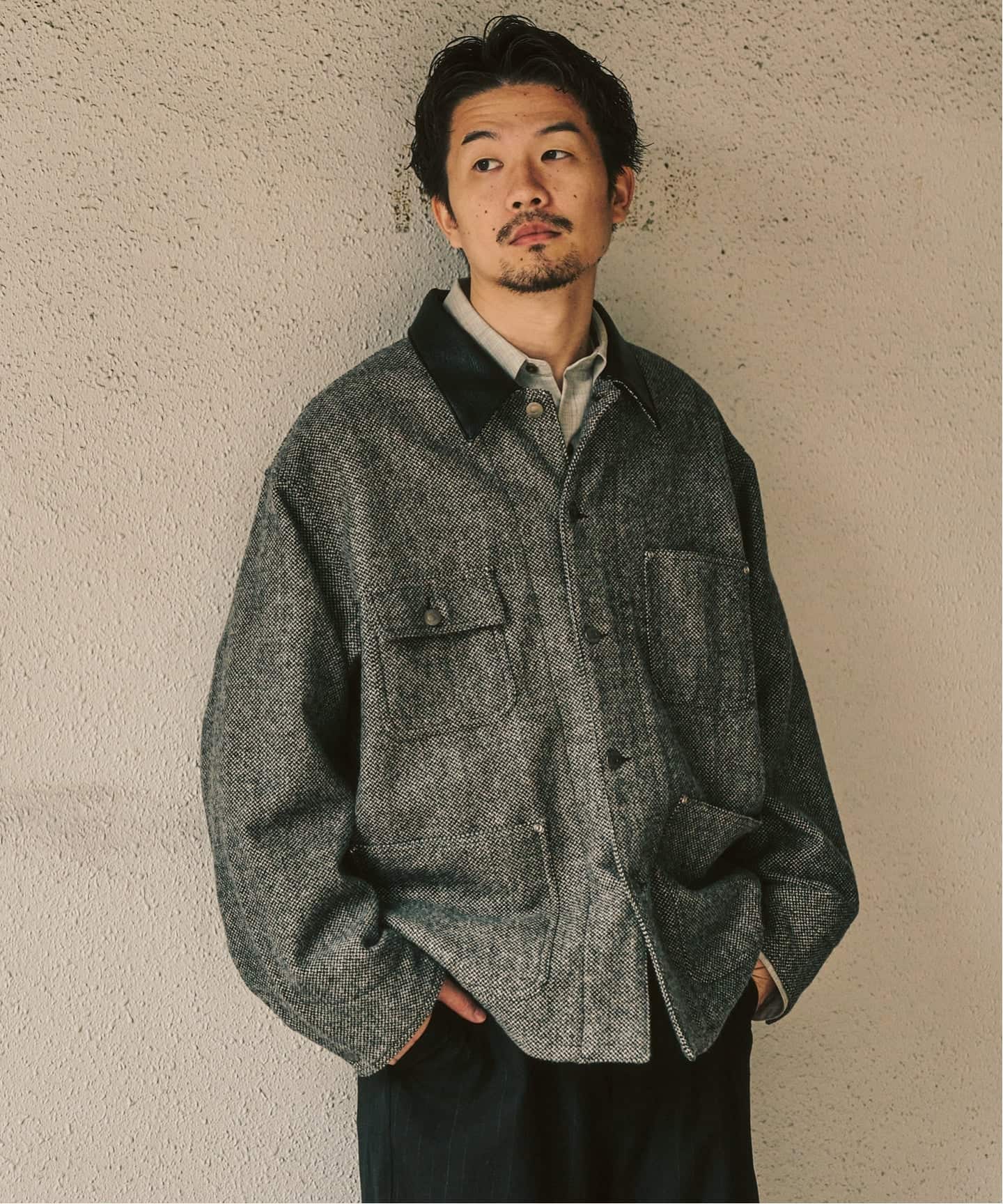 417 edifice ウールツイードカバーオール グレー echeveria ウールツイード カバーオール（カバーオール）｜417 EDIFICE（フォー