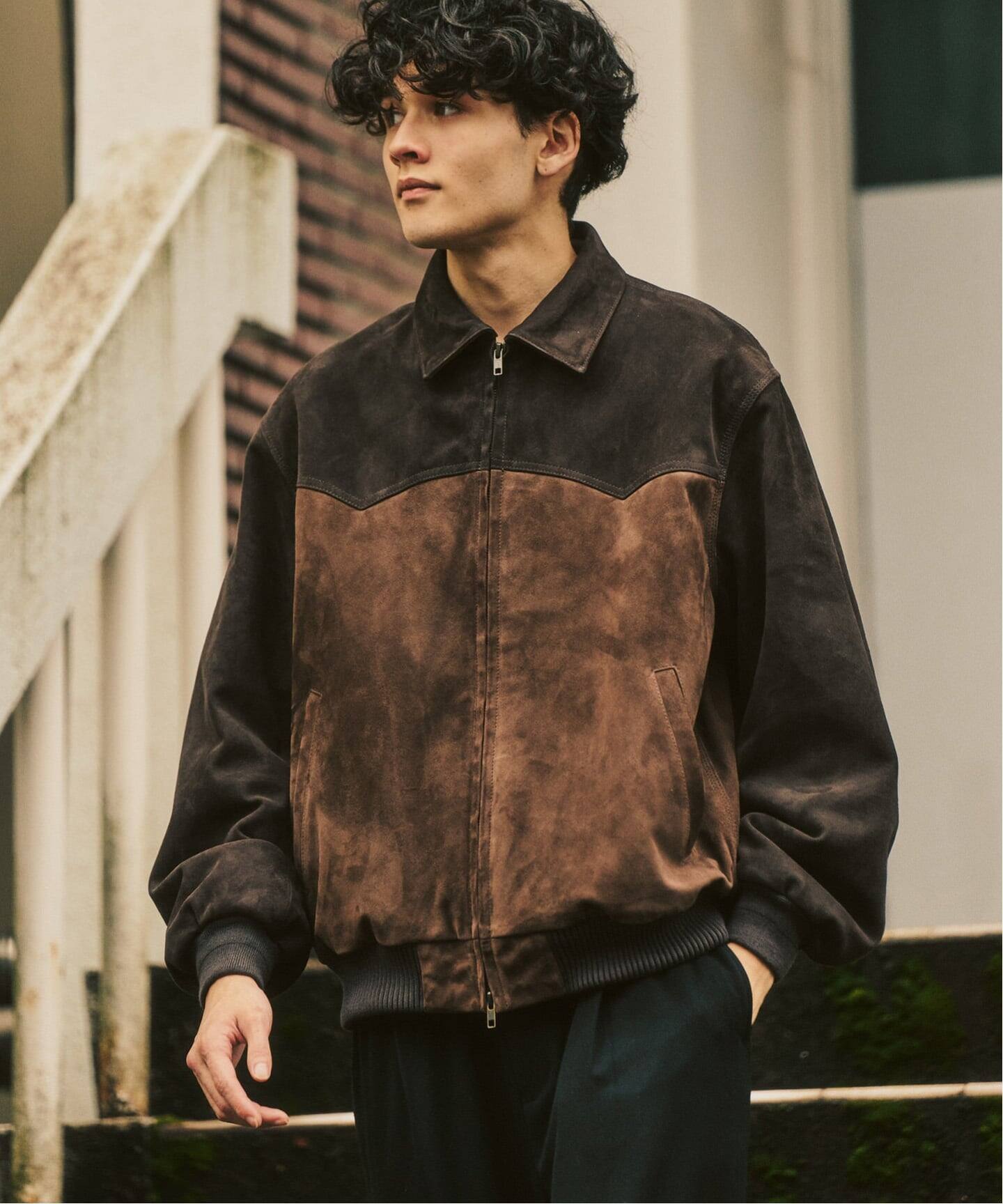 ラムスエード ジップヨークジャケット（レザージャケット）｜417